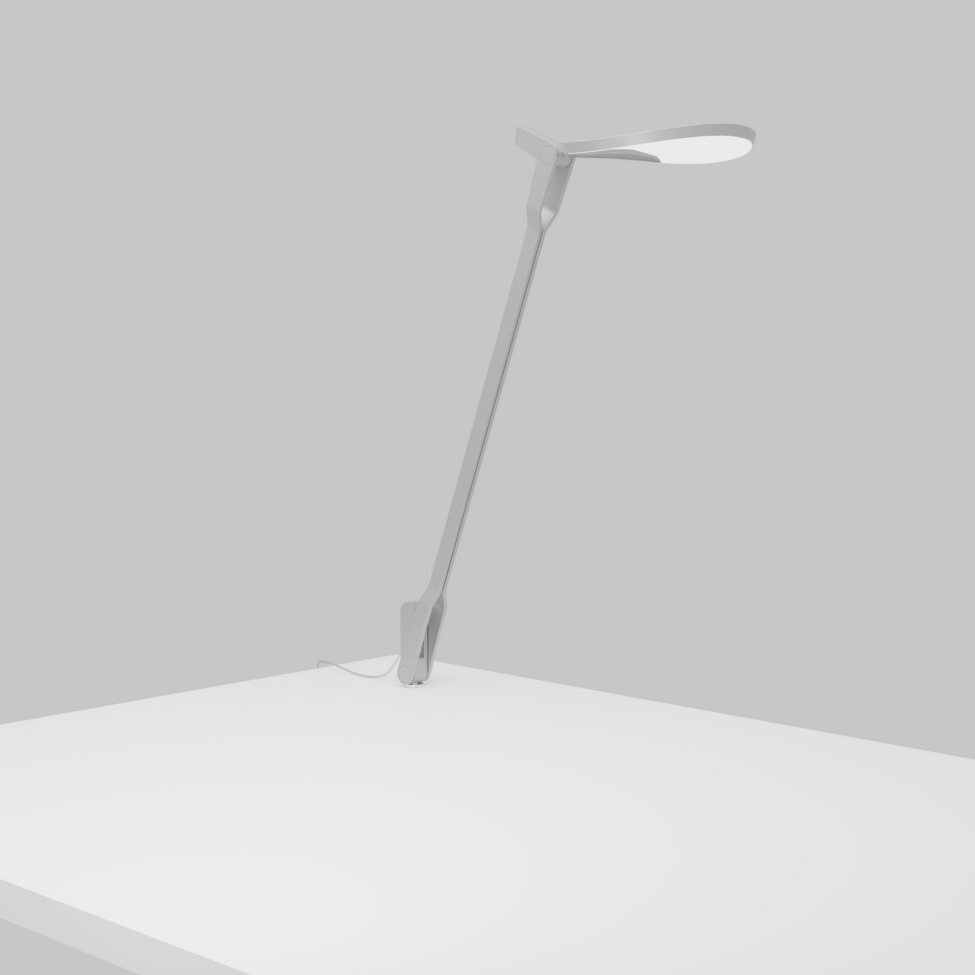 Splitty Silver Contemporary LED Desk Lamp with Through-Table Mount and USB Port - Bees Lighting