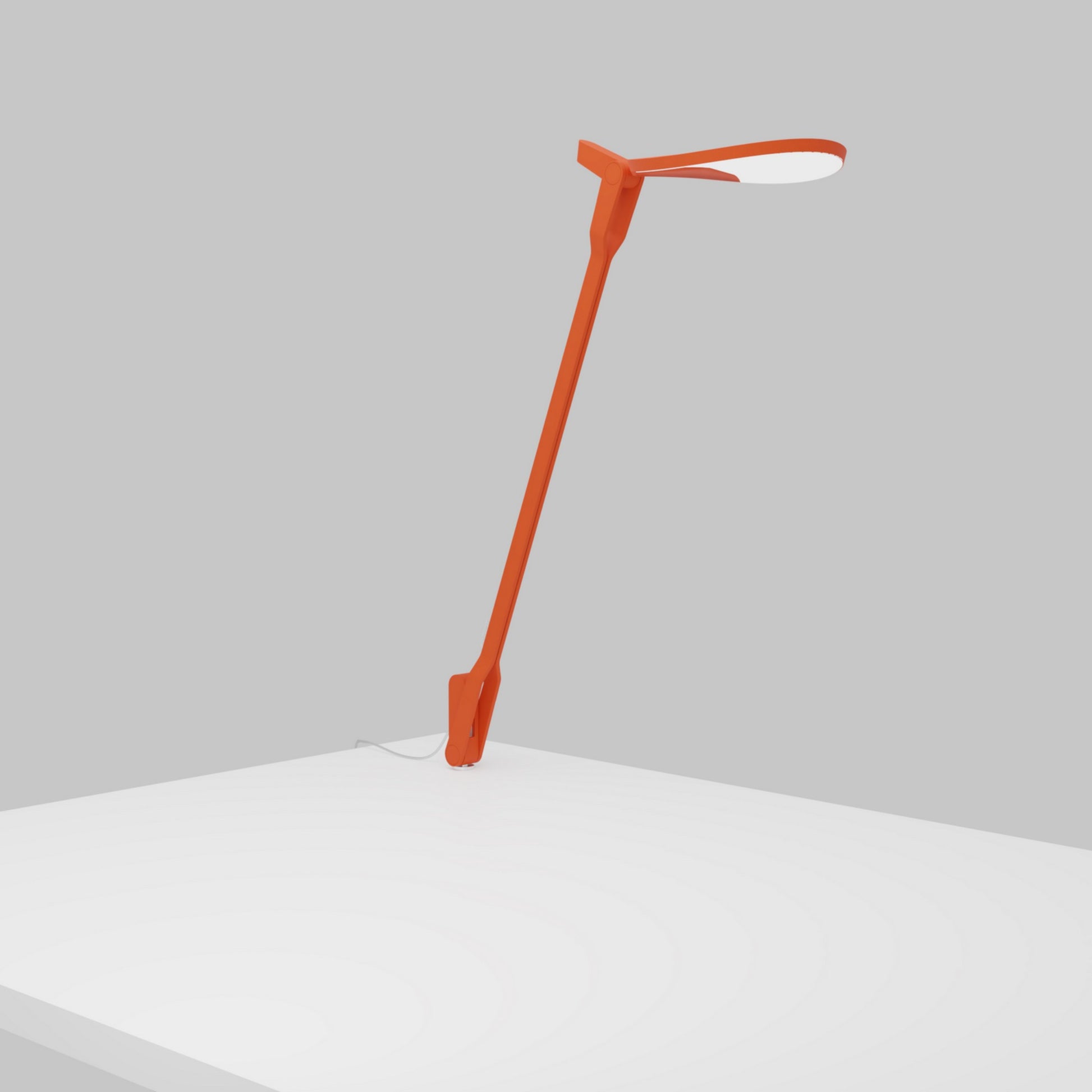 Splitty Matte Orange Contemporary LED Desk Lamp with Through-Table Mount and USB Port - Bees Lighting