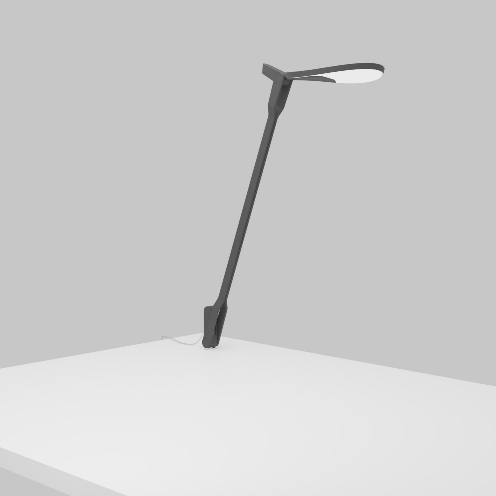 Splitty Matte Gray Contemporary LED Desk Lamp with Through-Table Mount and USB Port - Bees Lighting