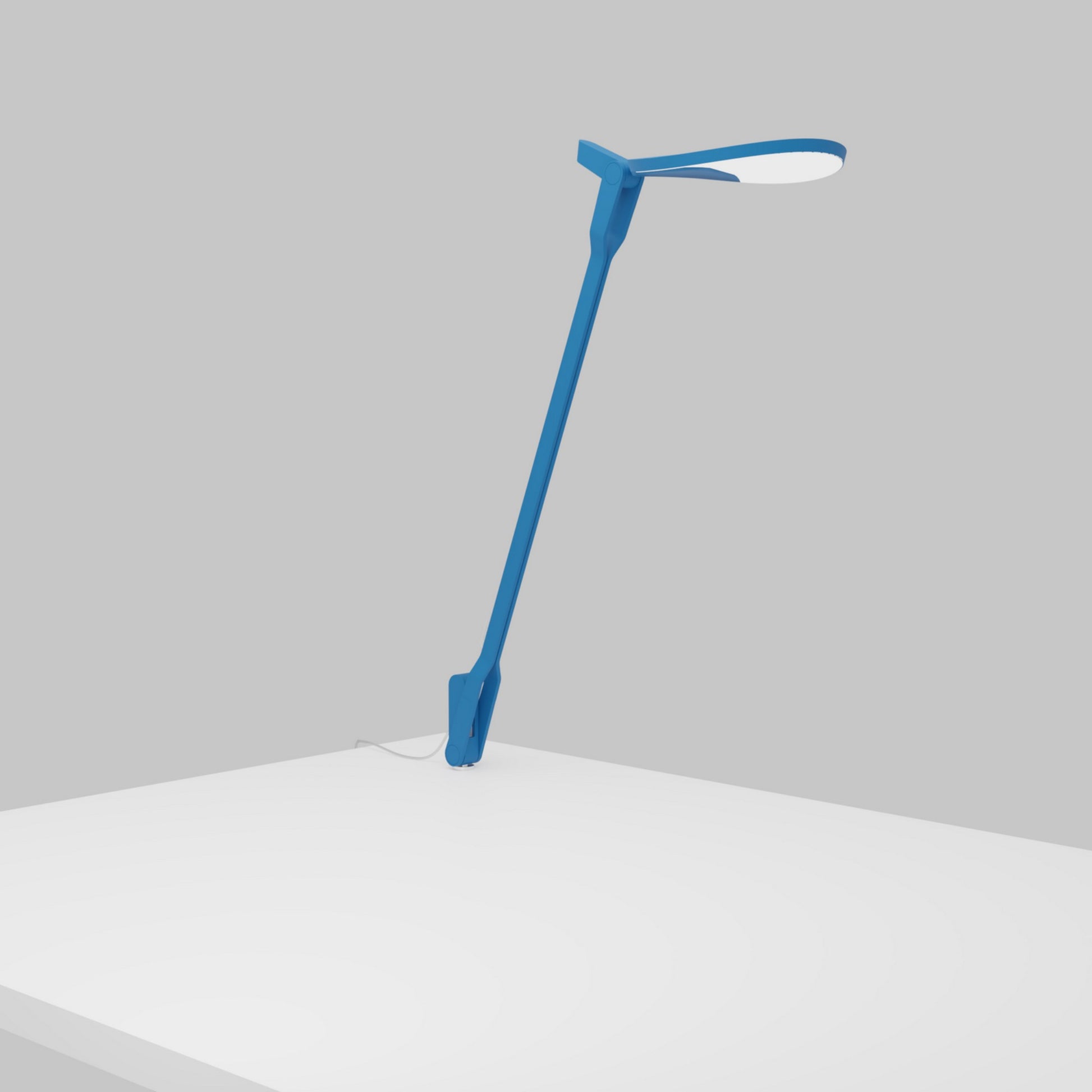 Splitty Matte Pacific Blue Contemporary LED Desk Lamp with Through-Table Mount and USB Port - Bees Lighting