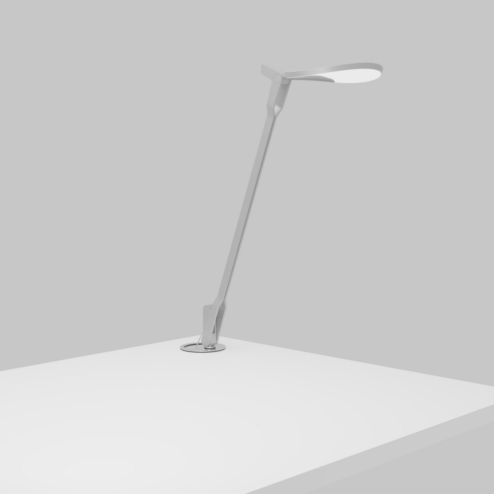 Splitty Silver Contemporary LED Desk Lamp with Grommet Mount and USB Port - Bees Lighting