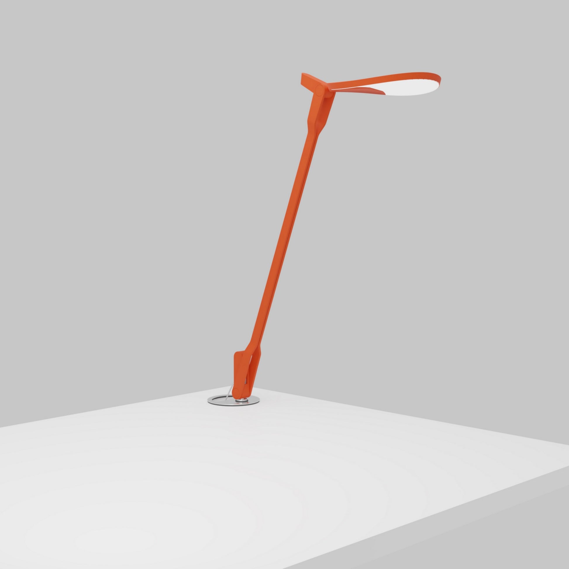 Splitty Matte Orange Contemporary LED Desk Lamp with Grommet Mount and USB Port - Bees Lighting