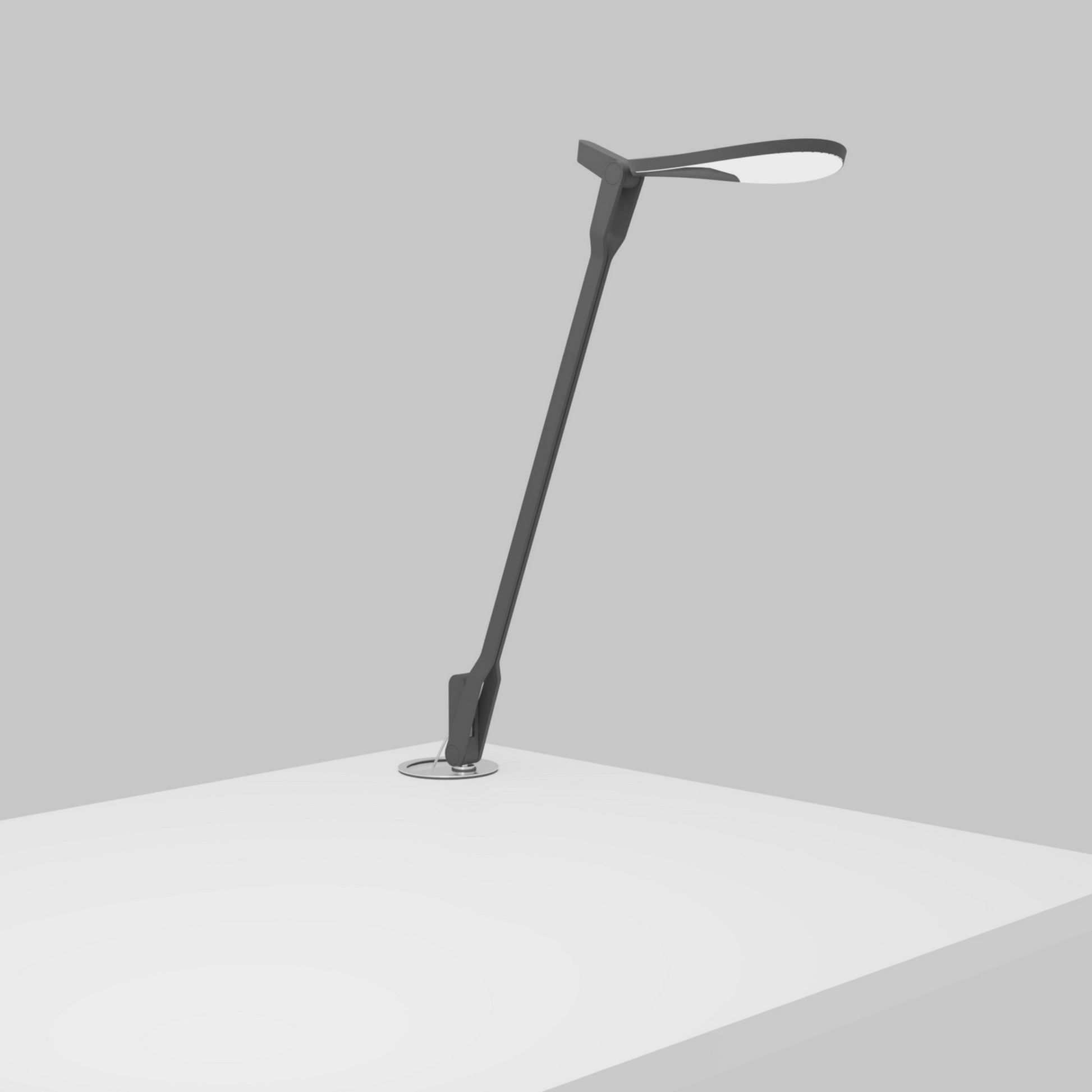 Splitty Matte Gray Contemporary LED Desk Lamp with Grommet Mount and USB Port - Bees Lighting
