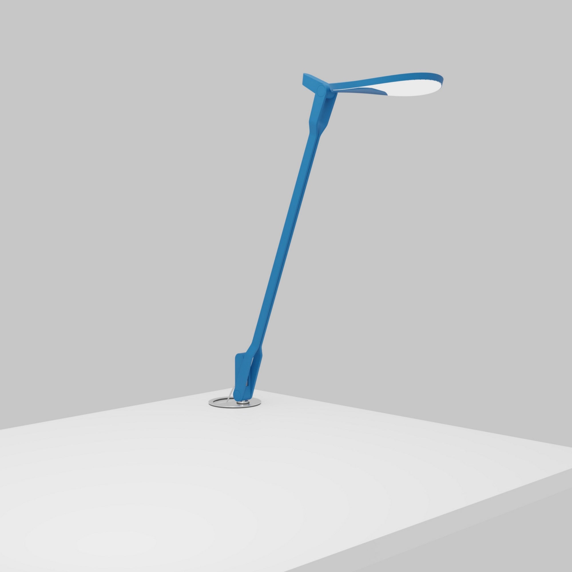 Splitty Matte Pacific Blue Contemporary LED Desk Lamp with Grommet Mount and USB Port