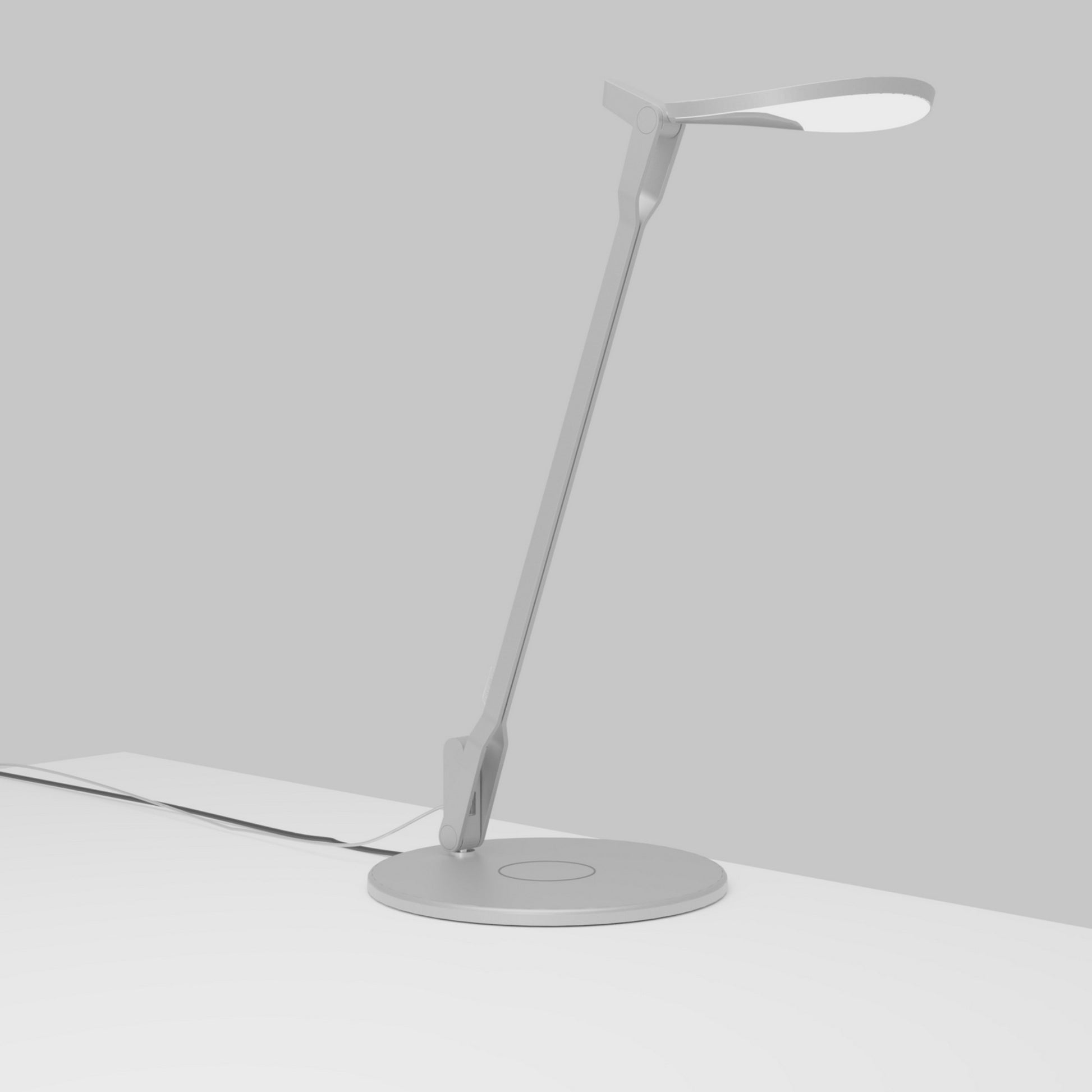 Splitty Silver Contemporary LED Desk Lamp with Wireless Charging Base and USB Port - Bees Lighting