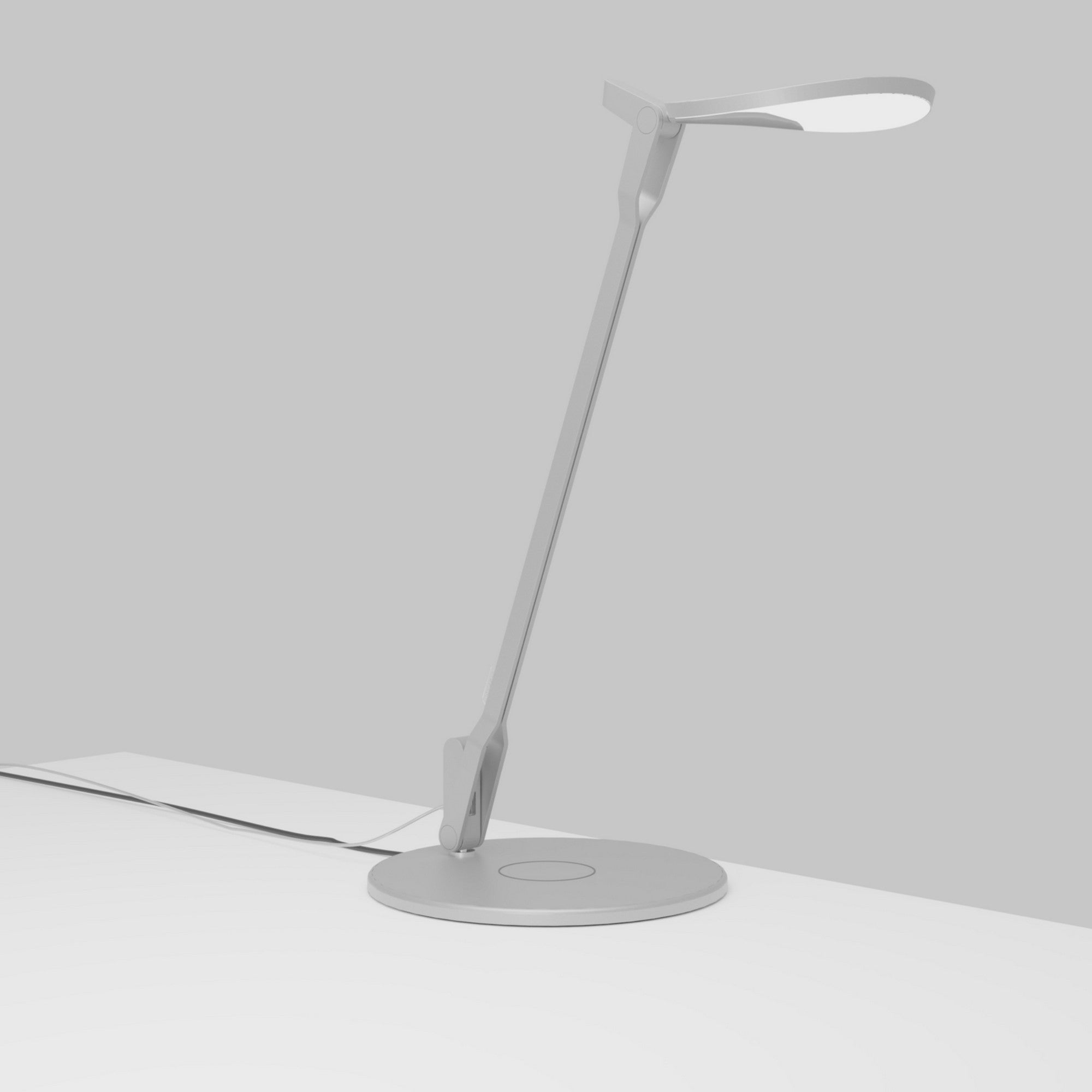 Splitty Silver Contemporary LED Desk Lamp with Wireless Charging Base and USB Port - Bees Lighting
