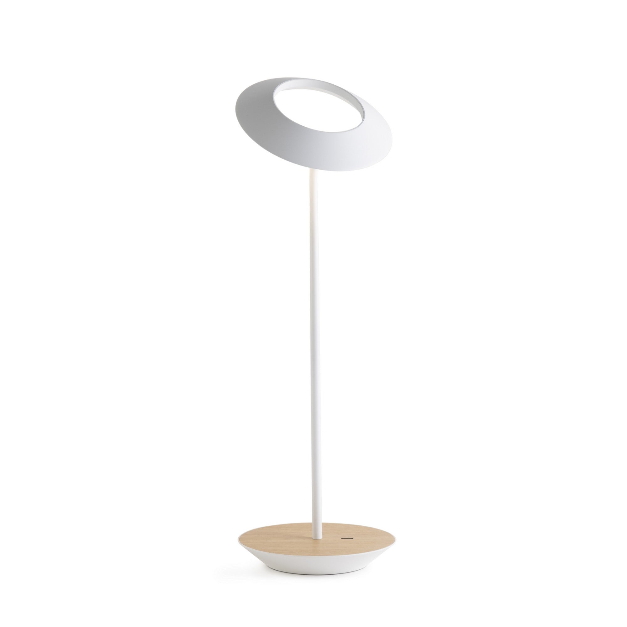 Royyo Matte White With White Oak Modern LED Desk Lamp with USB Port - Bees Lighting