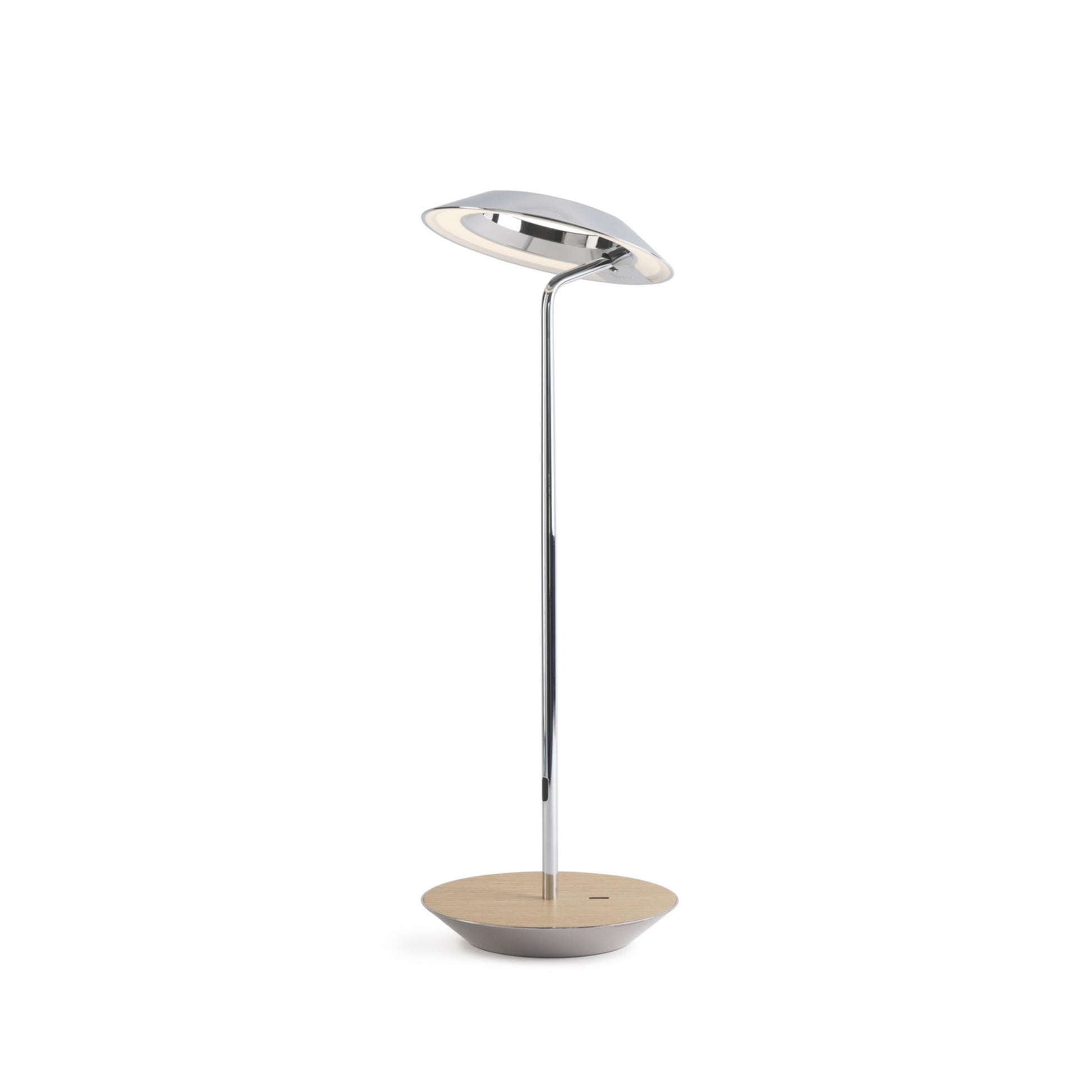 Royyo Chrome With White Oak Modern LED Desk Lamp with USB Port - Bees Lighting
