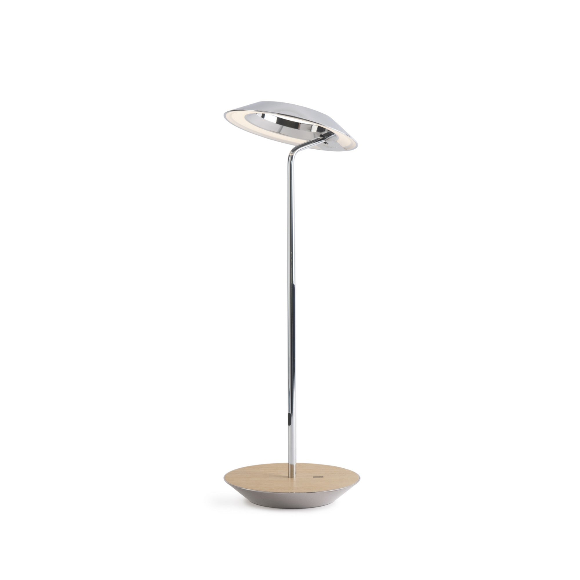 Royyo Chrome With White Oak Modern LED Desk Lamp with USB Port - Bees Lighting