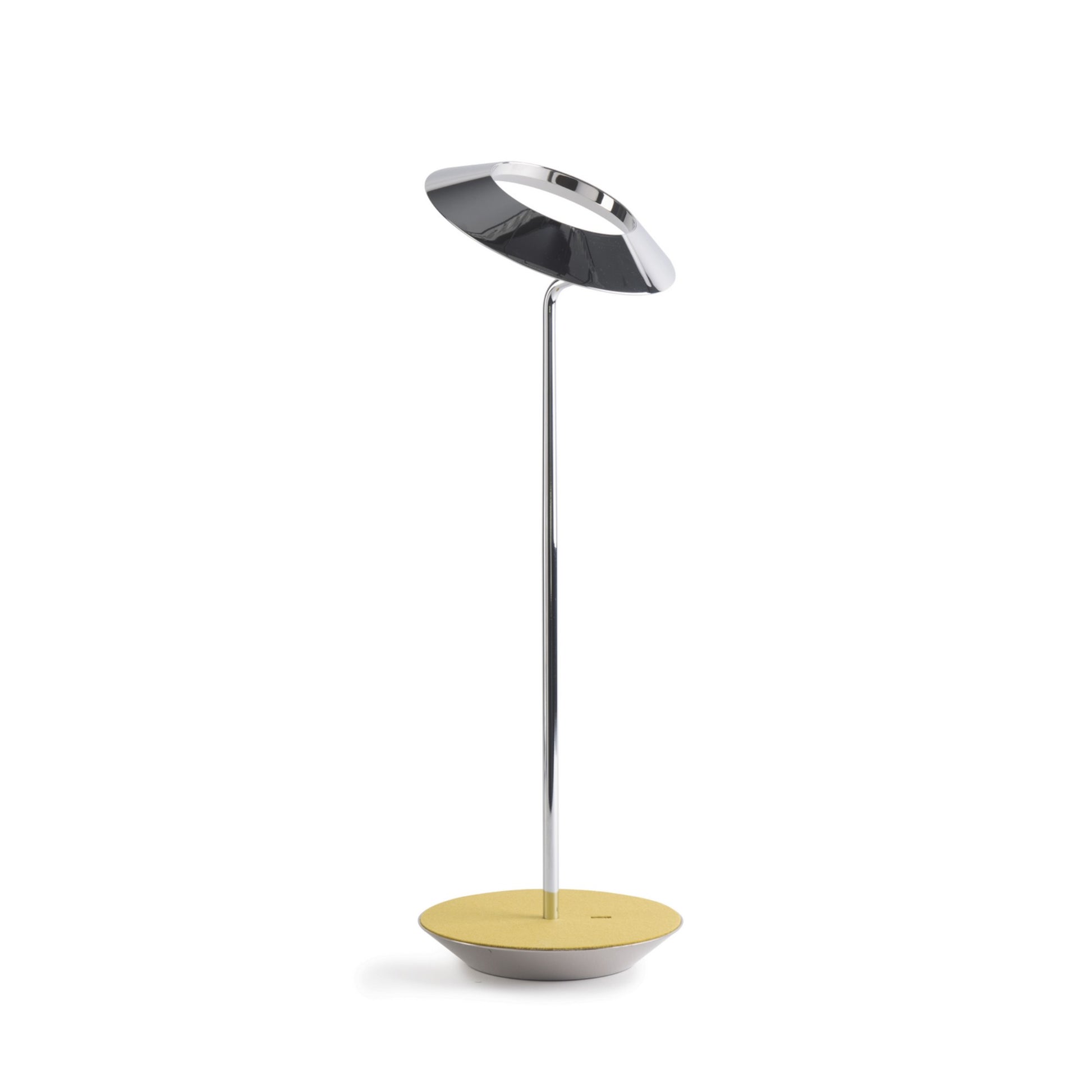 Royyo Chrome with Honeydew Felt Modern LED Desk Lamp with USB Port - Bees Lighting