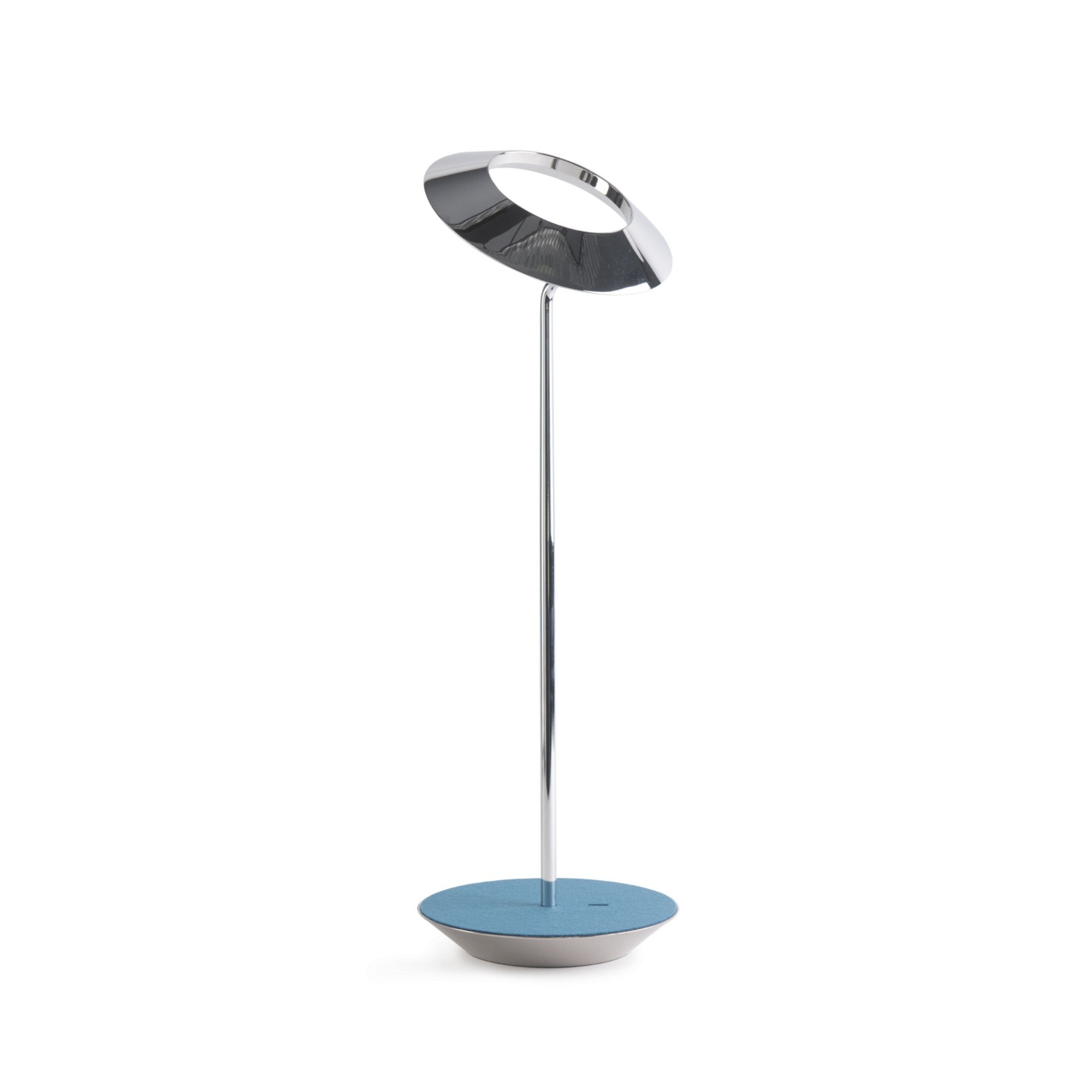 Royyo Chrome with Azure Felt Modern LED Desk Lamp with USB Port - Bees Lighting