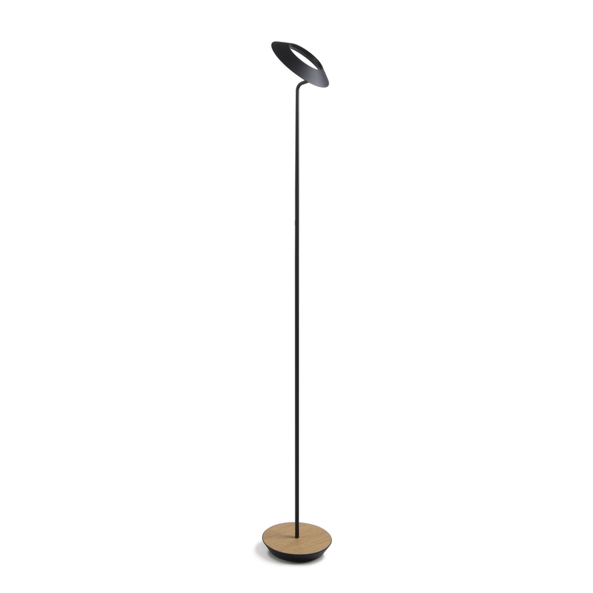 Royyo Matte Black with White Oak Contemporary LED Floor Lamp with USB Port - Bees Lighting