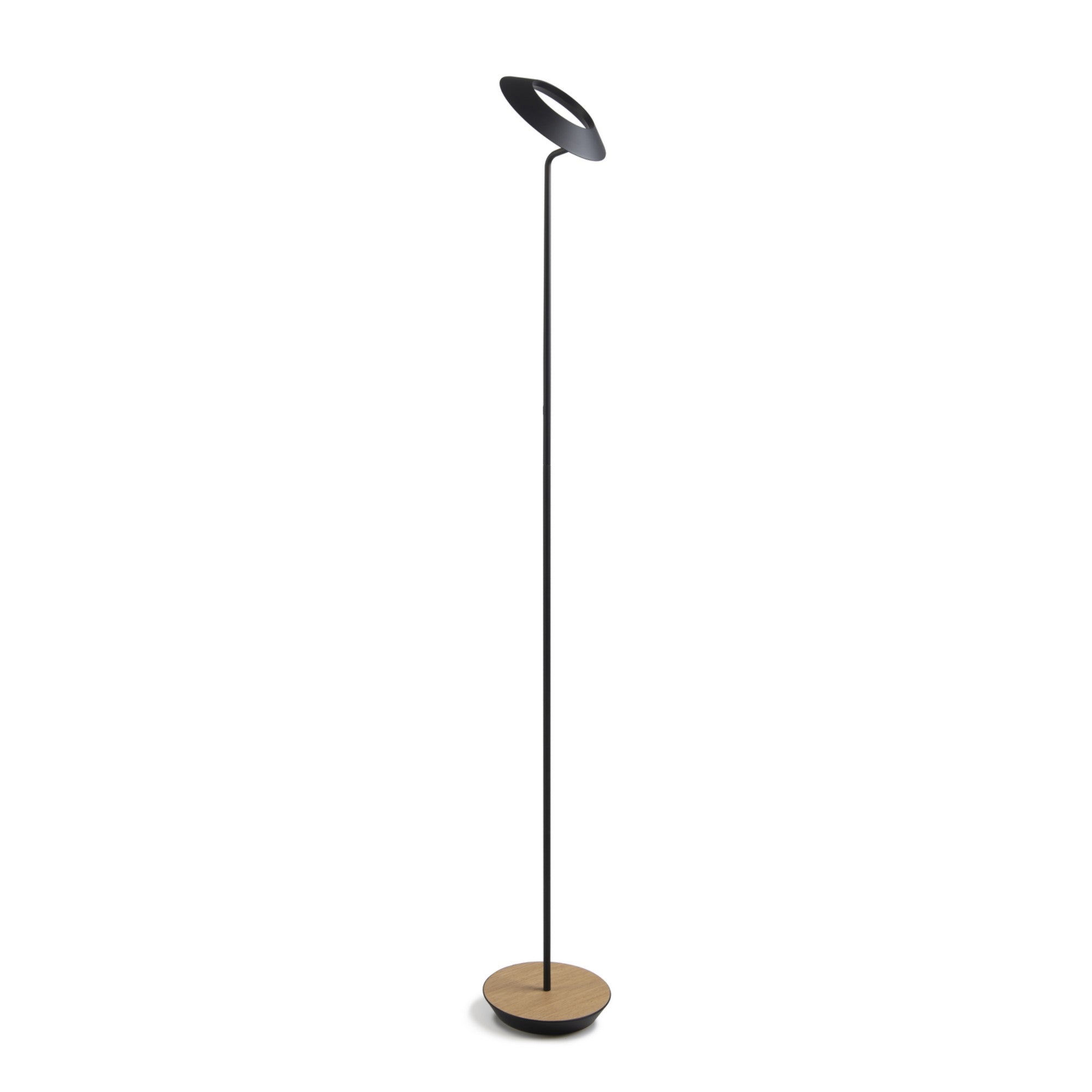 Royyo Matte Black with White Oak Contemporary LED Floor Lamp with USB Port - Bees Lighting