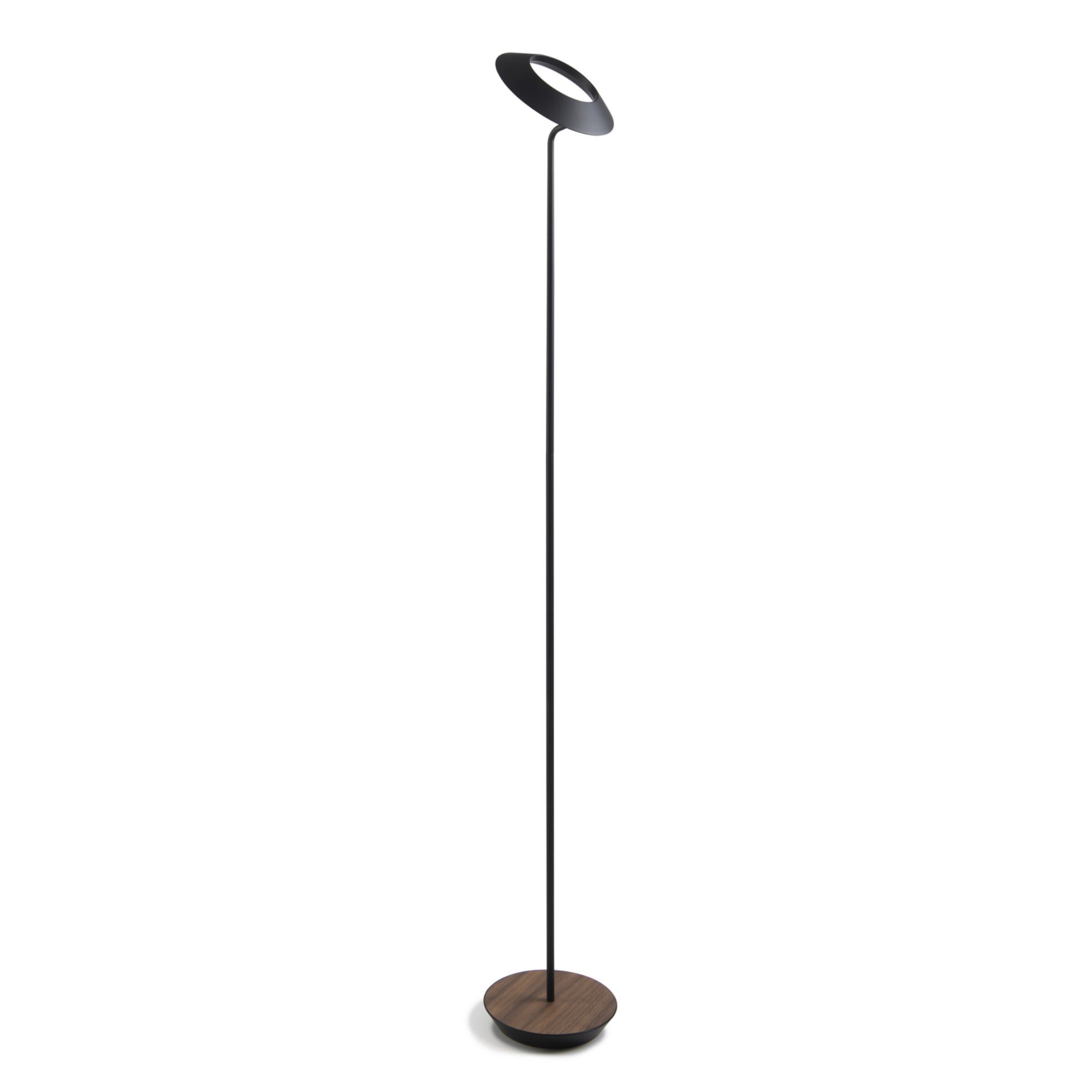 Royyo Matte Black with Oiled Walnut Contemporary LED Floor Lamp with USB Port - Bees Lighting