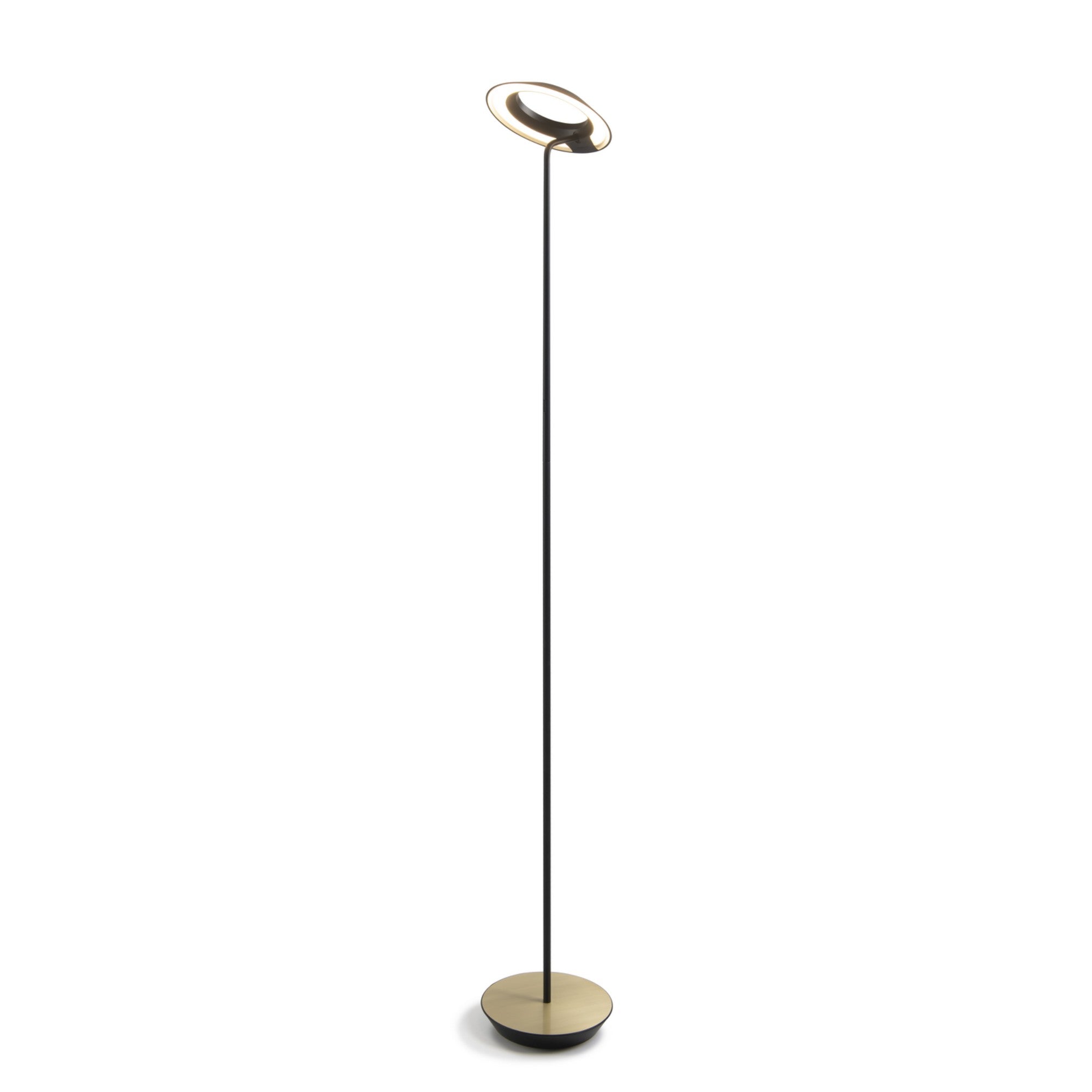 Royyo Matte Black with Brass Contemporary LED Floor Lamp with USB Port - Bees Lighting