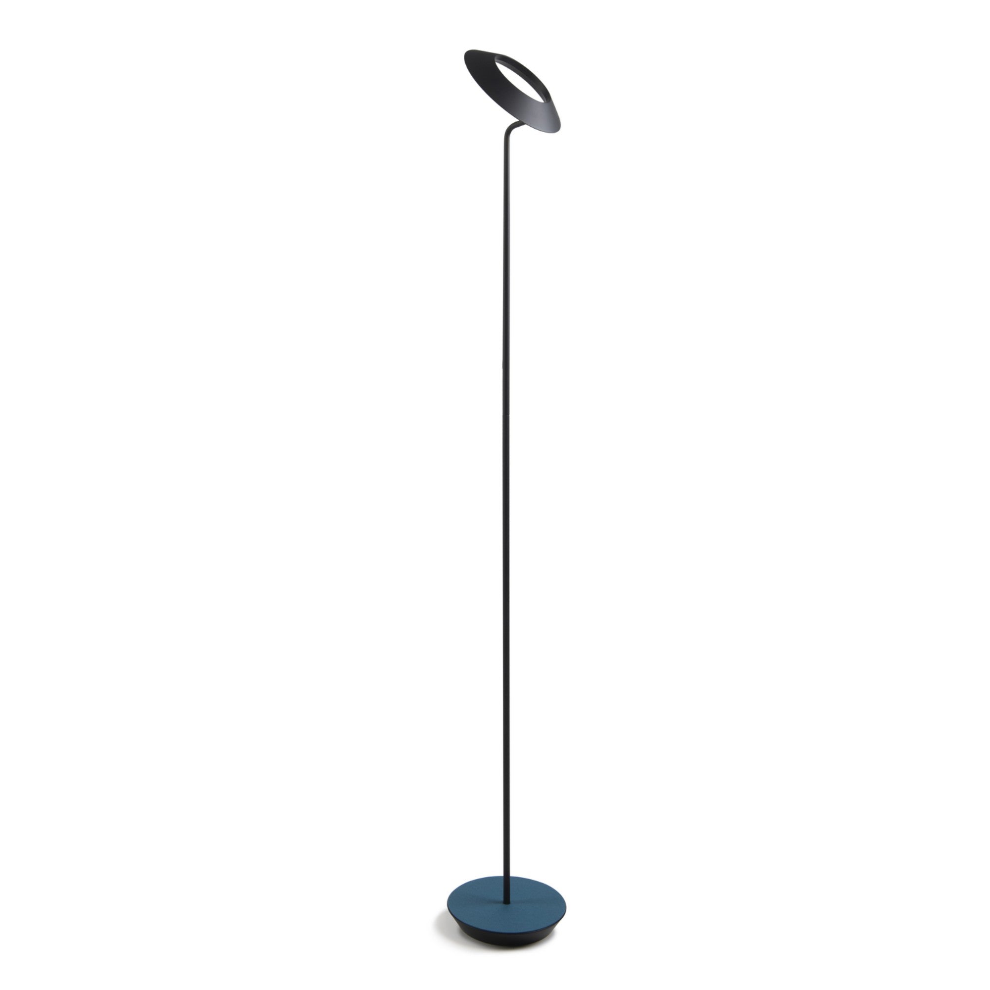 Royyo Matte Black with Azure Felt Contemporary LED Floor Lamp with USB Port - Bees Lighting