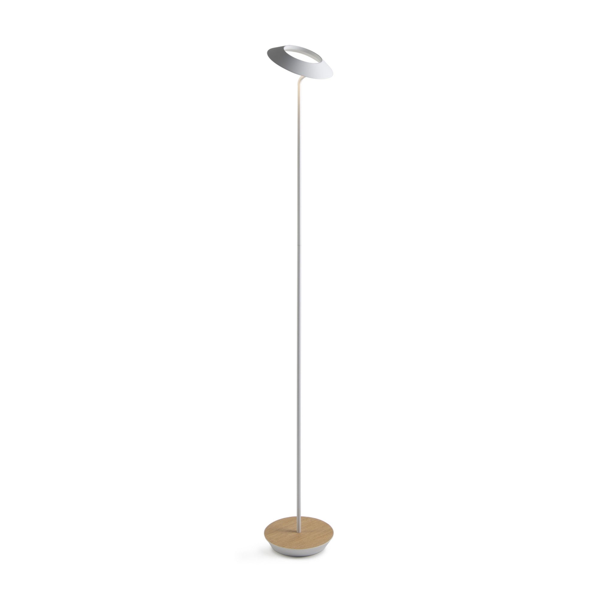 Royyo Matte White with White Oak Contemporary LED Floor Lamp with USB Port - Bees Lighting