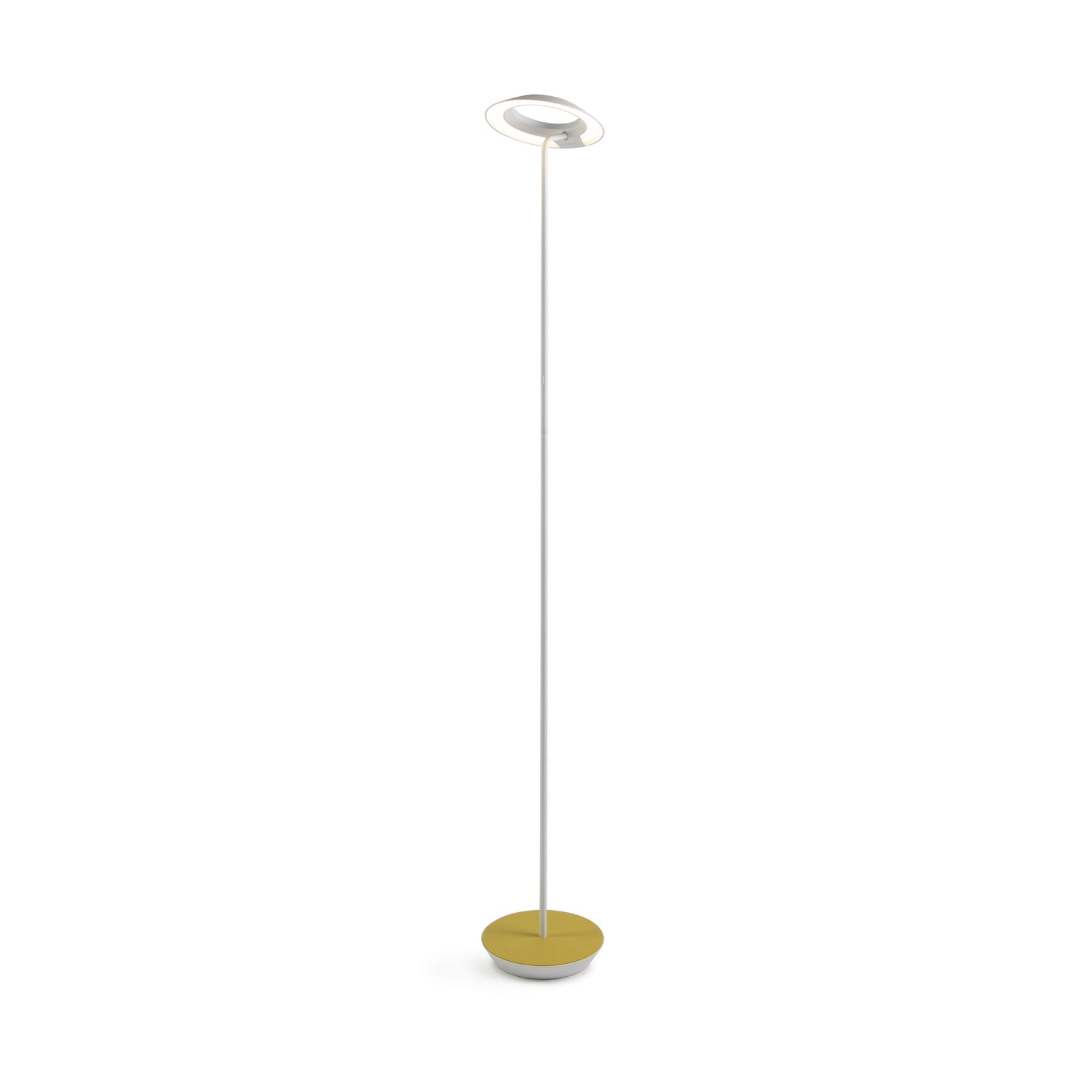 Royyo Matte White with Honeydew Felt Contemporary LED Floor Lamp with USB Port - Bees Lighting
