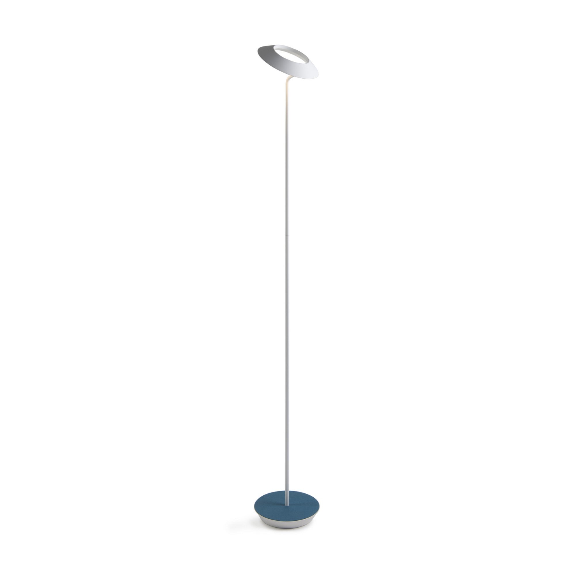 Royyo Matte White with Azure Felt Contemporary LED Floor Lamp with USB Port - Bees Lighting