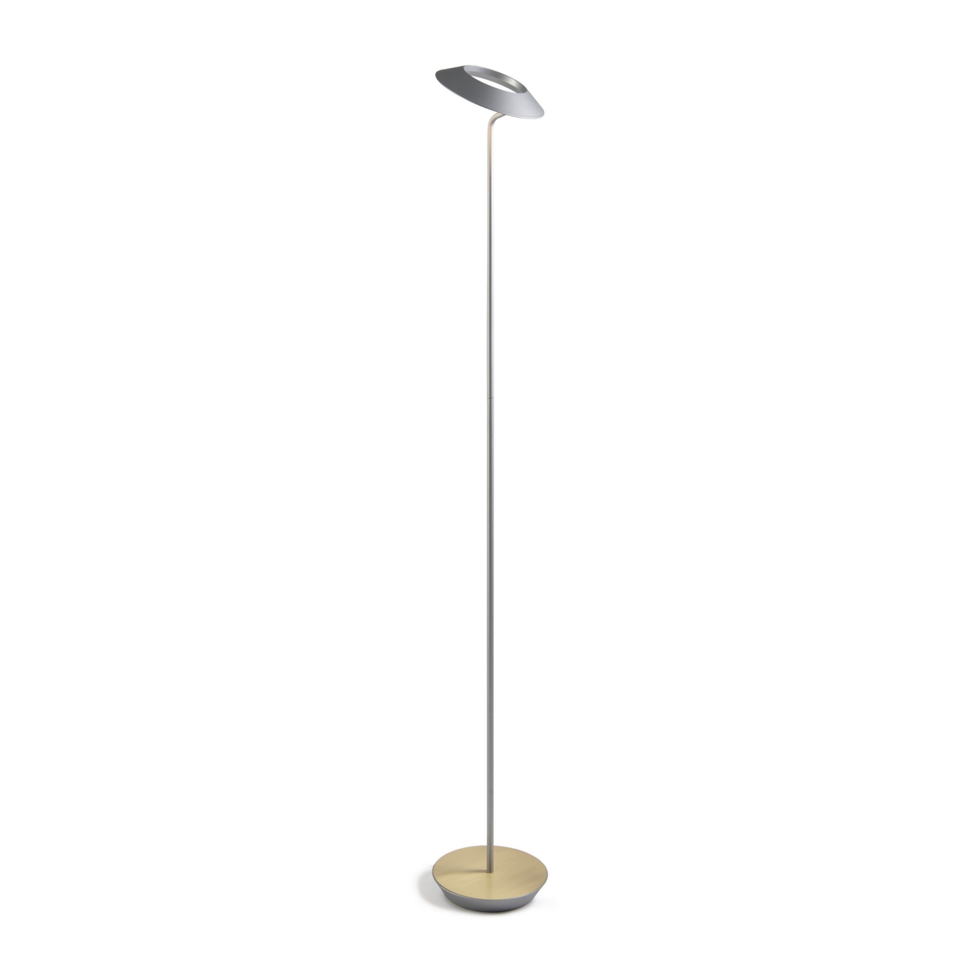 Royyo Silver with Brass Contemporary LED Floor Lamp with USB Port - Bees Lighting