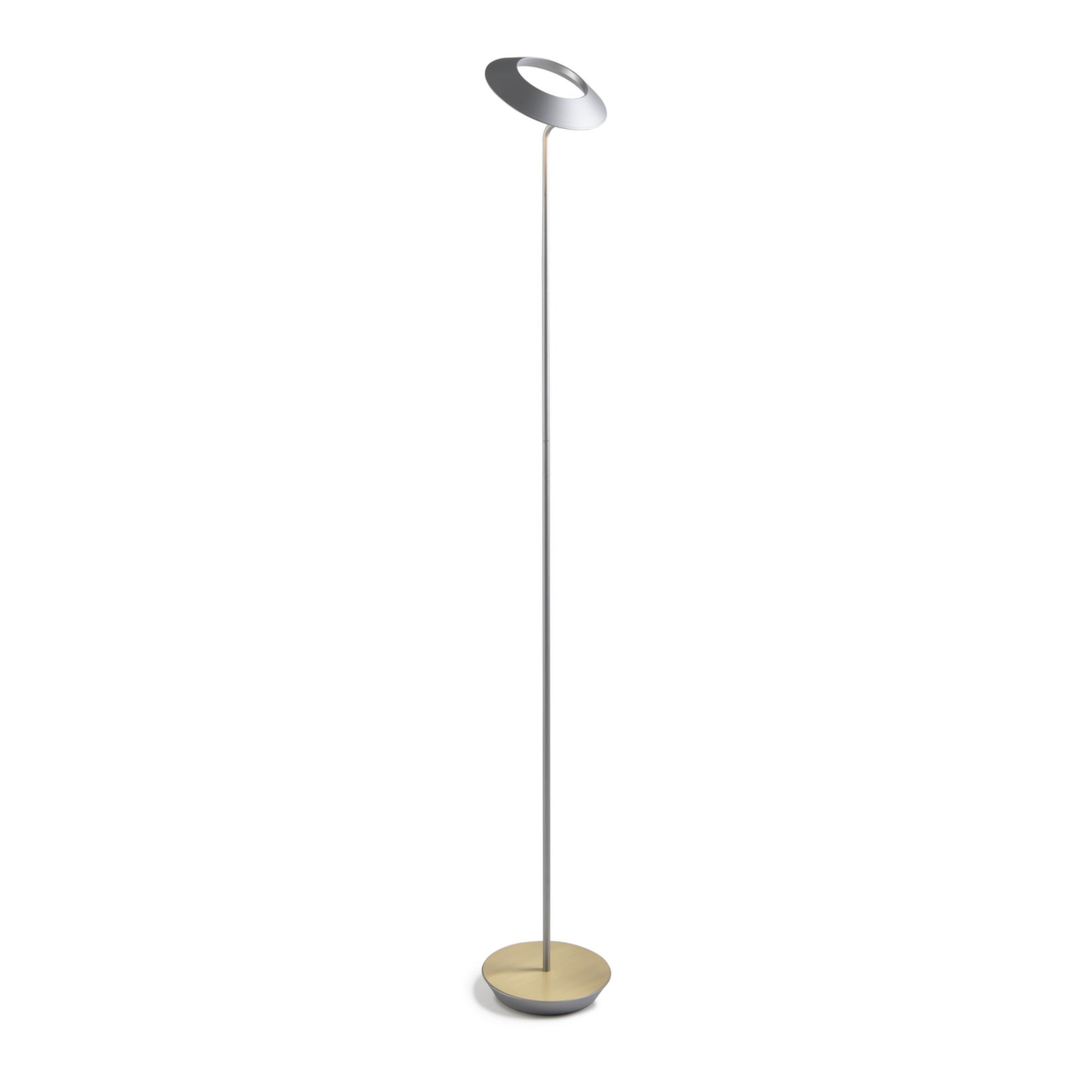 Royyo Silver with Brass Contemporary LED Floor Lamp with USB Port - Bees Lighting