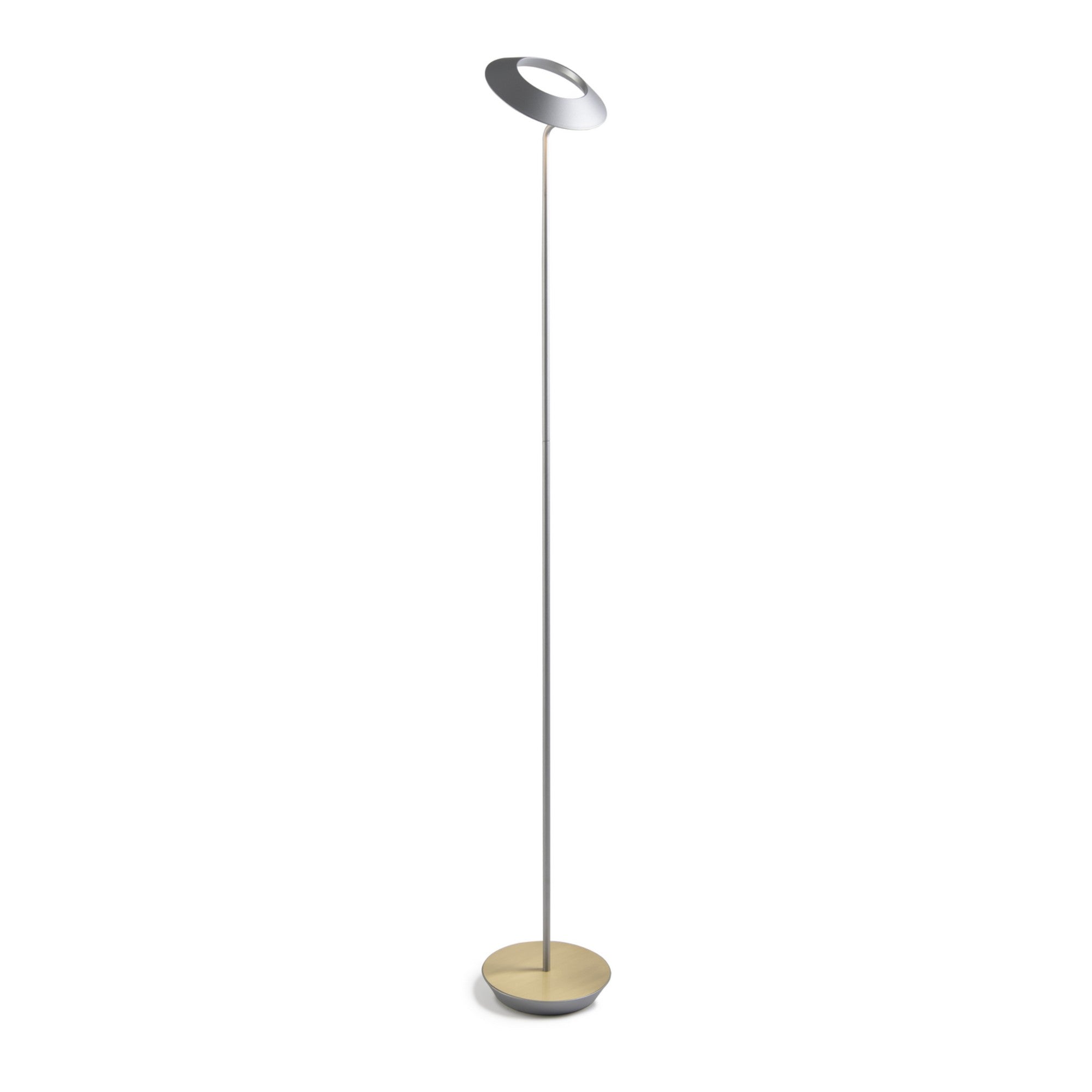 Royyo Silver with Brass Contemporary LED Floor Lamp with USB Port - Bees Lighting