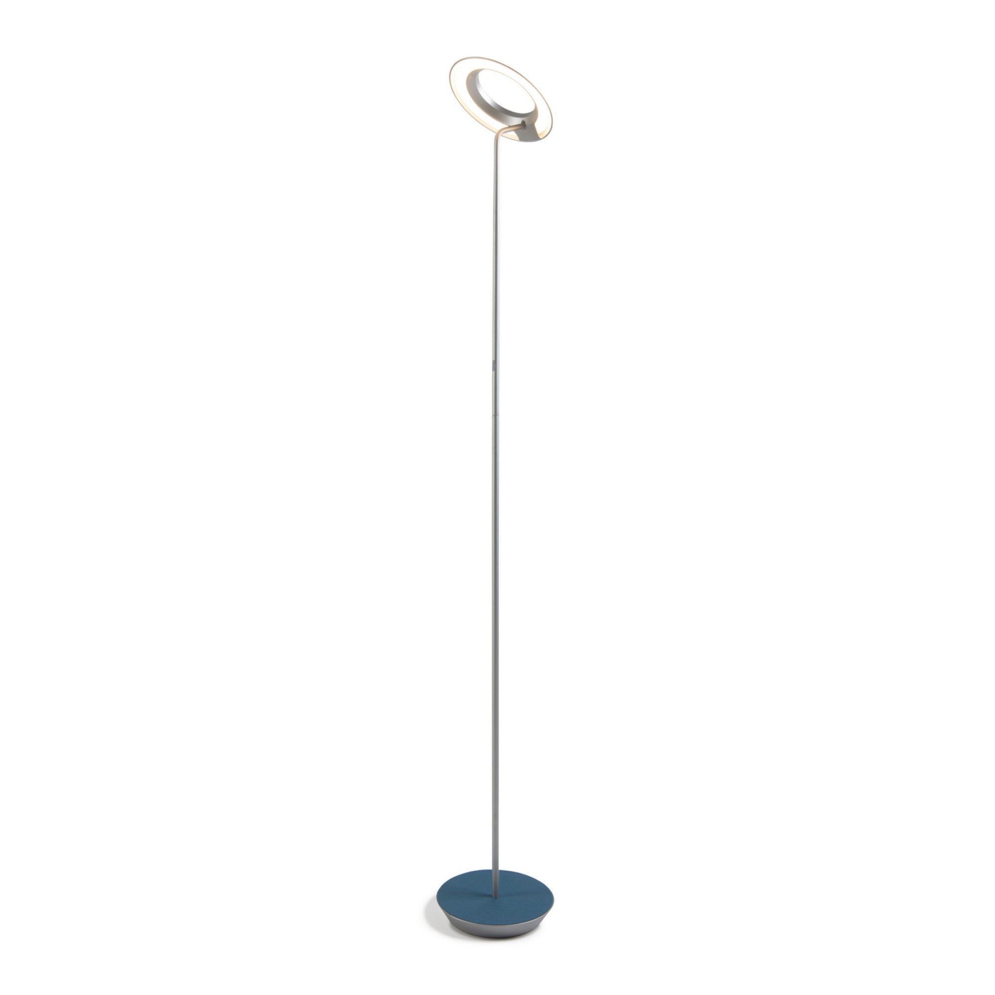 Royyo Silver with Azure Felt Contemporary LED Floor Lamp with USB Port - Bees Lighting