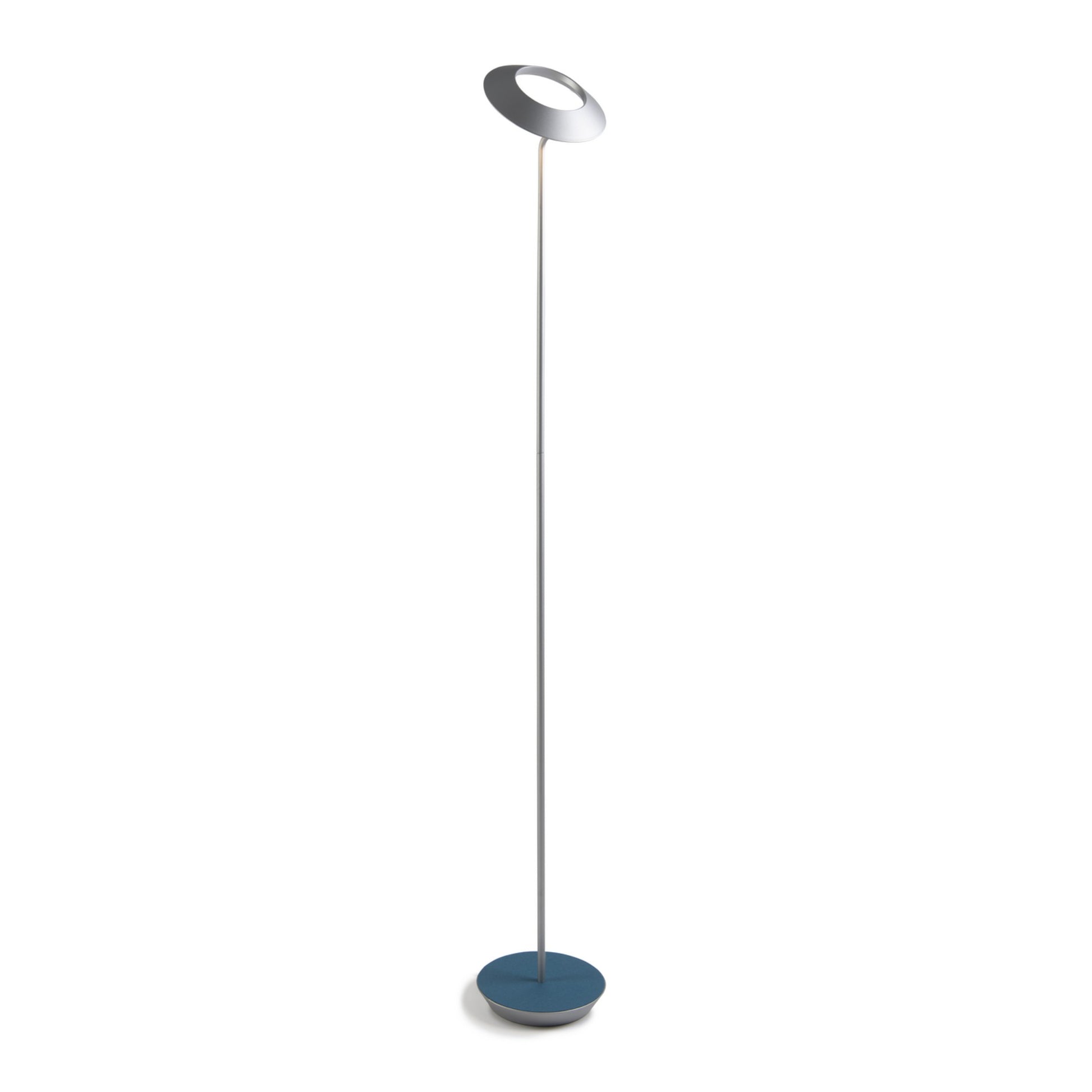Royyo Silver with Azure Felt Contemporary LED Floor Lamp with USB Port - Bees Lighting