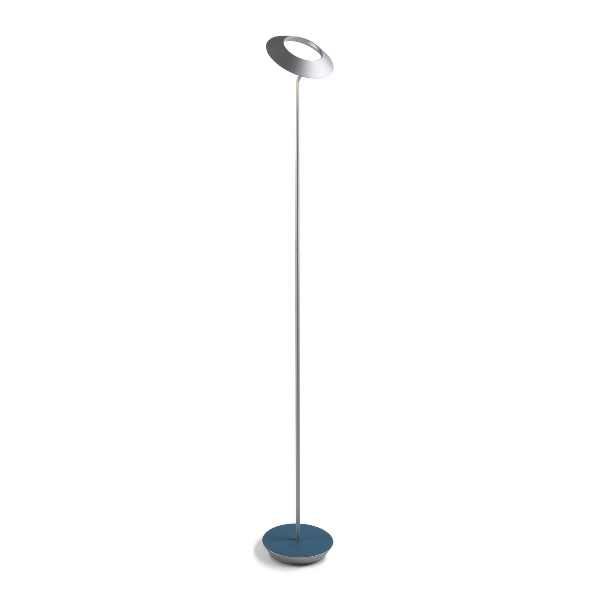 Royyo Silver with Azure Felt Contemporary LED Floor Lamp with USB Port - Bees Lighting