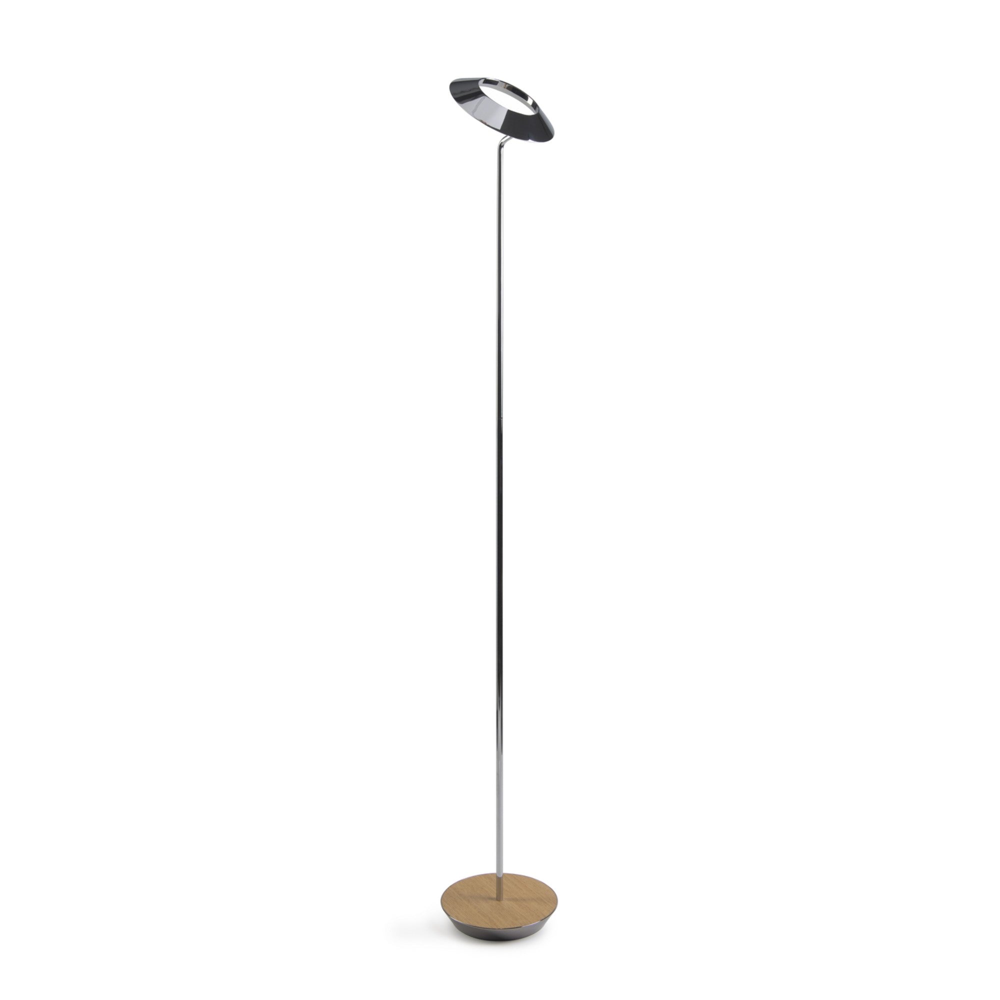 Royyo Chrome with White Oak Contemporary LED Floor Lamp with USB Port - Bees Lighting