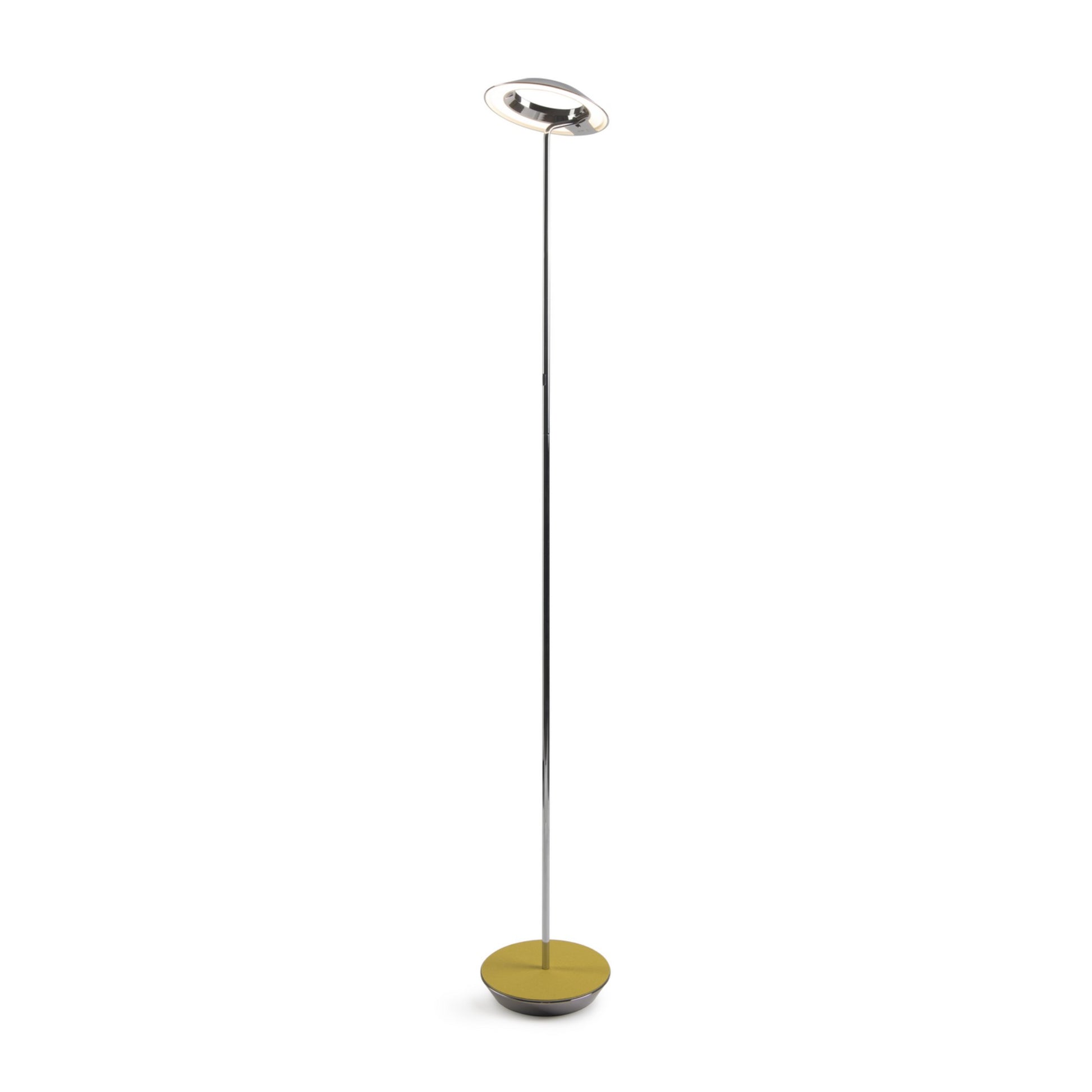 Royyo Chrome with Honeydew Felt Contemporary LED Floor Lamp with USB Port - Bees Lighting