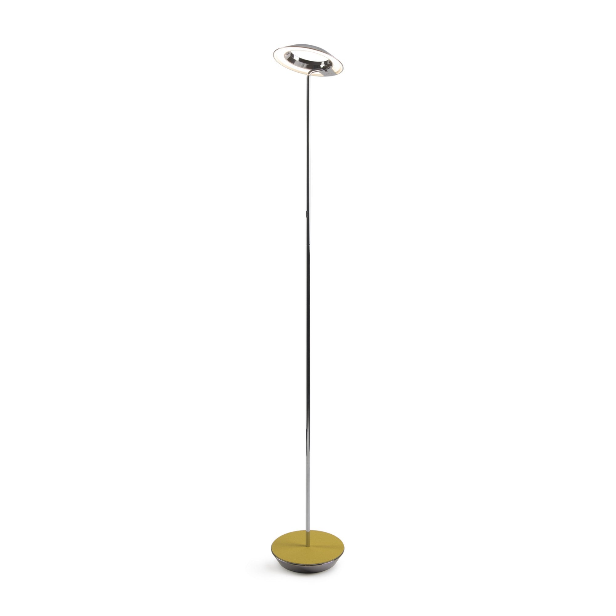 Royyo Chrome with Honeydew Felt Contemporary LED Floor Lamp with USB Port - Bees Lighting