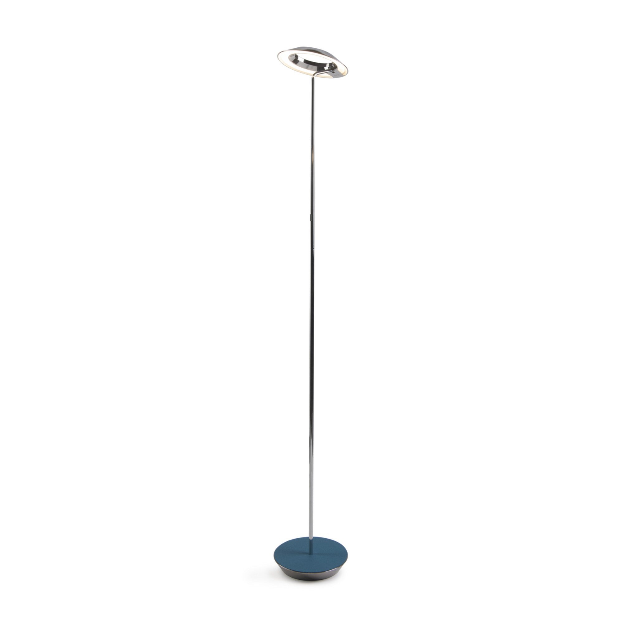 Royyo Chrome with Azure Felt Contemporary LED Floor Lamp with USB Port - Bees Lighting