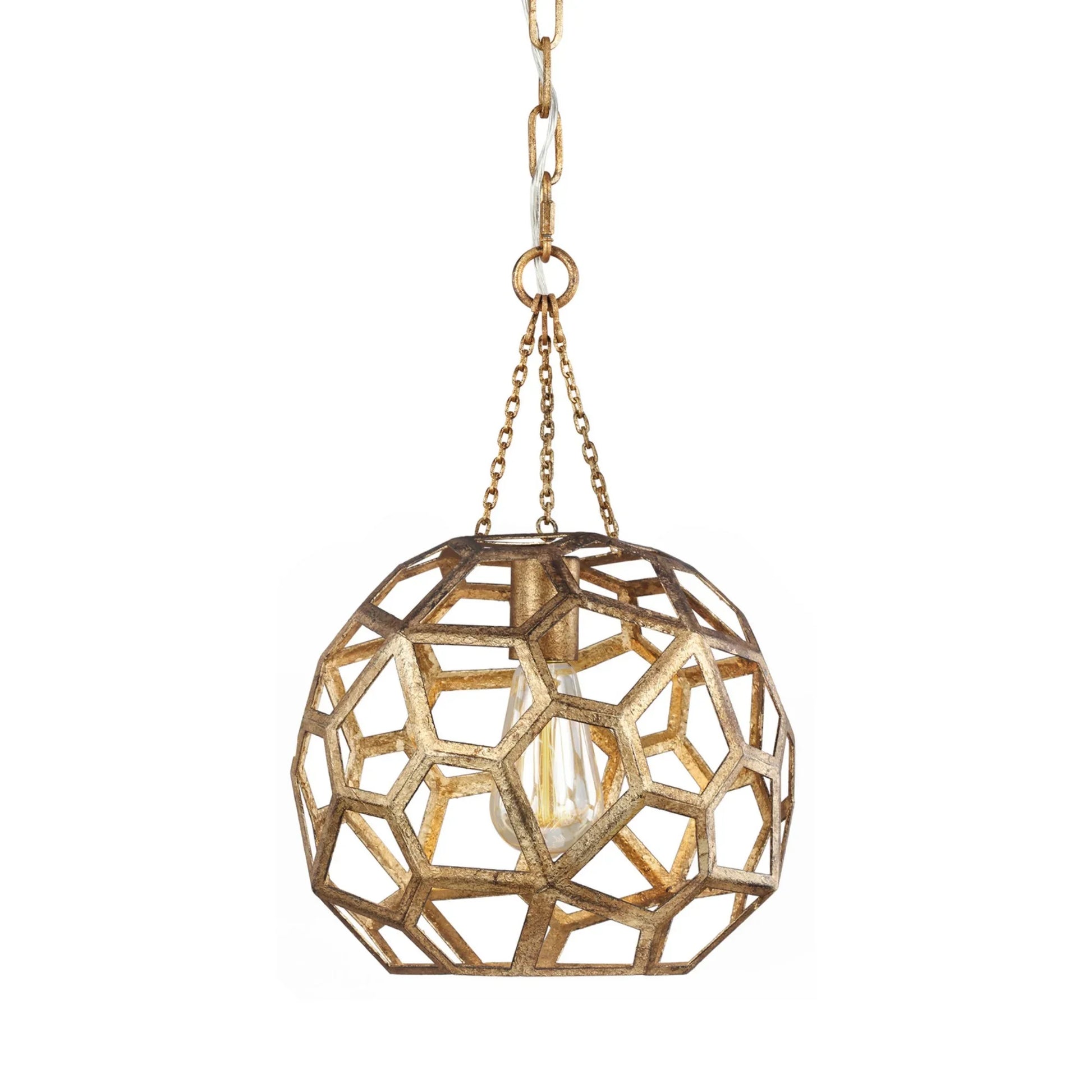 Feccetta 11" Small Pendant, Antique Gild Finish - Bees Lighting