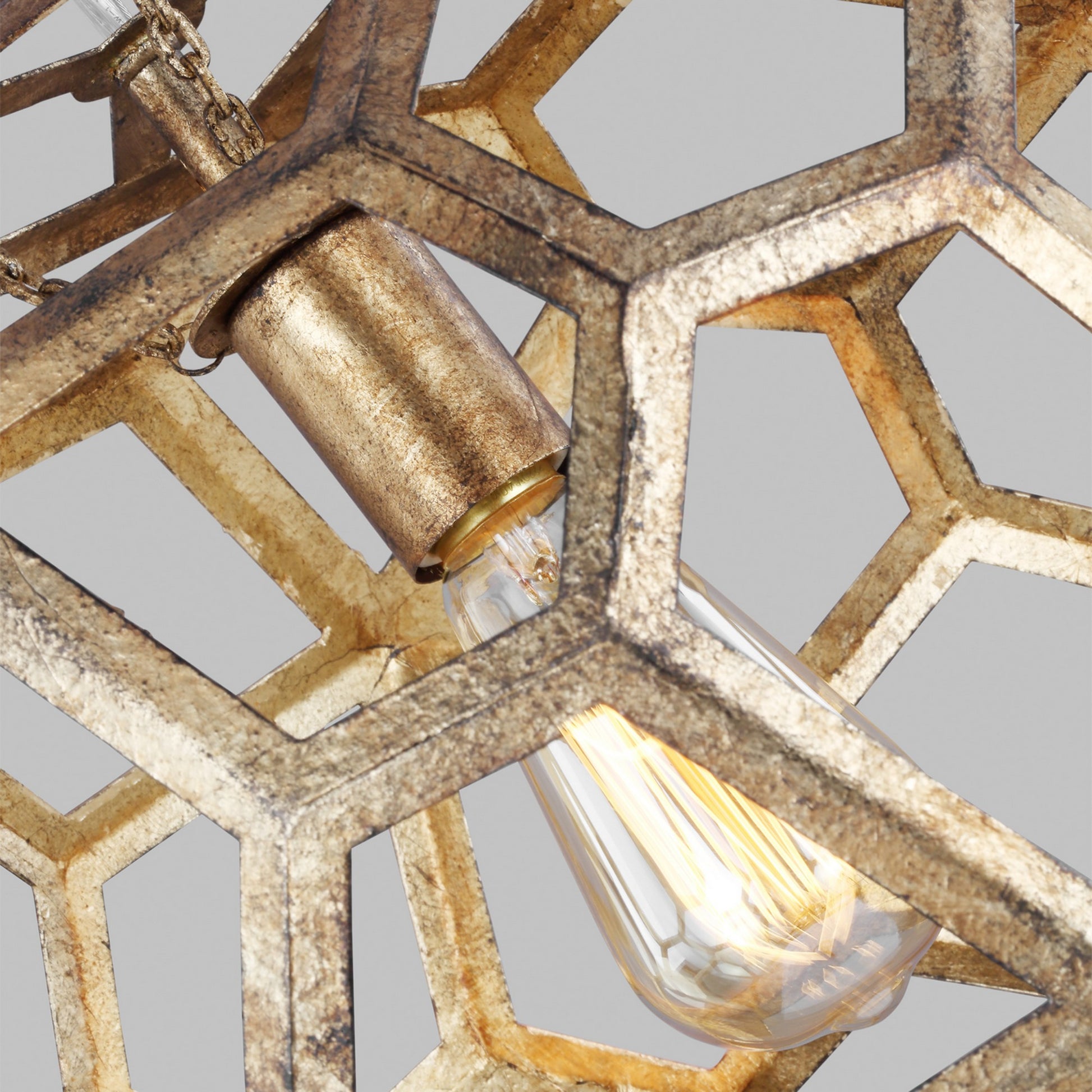 Feccetta 15" Medium Pendant, Antique Gild Finish - Bees Lighting