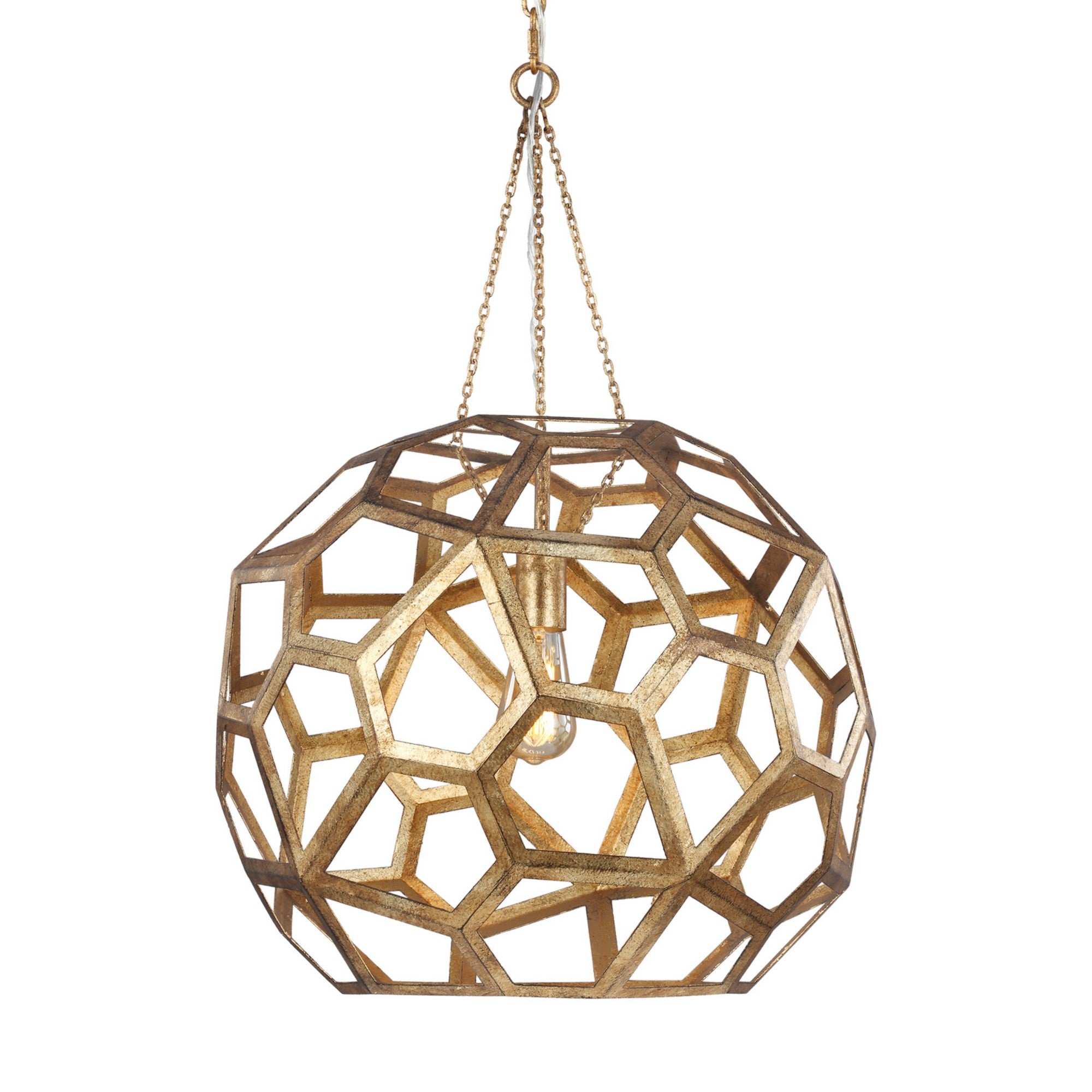 Feccetta 21" Large Pendant, Antique Gild Finish - Bees Lighting
