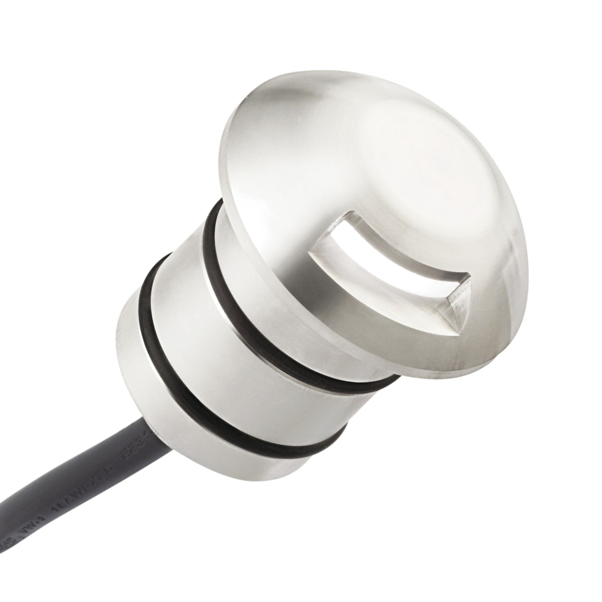 Stainless steel LED landscape light head with cable, round recessed housing