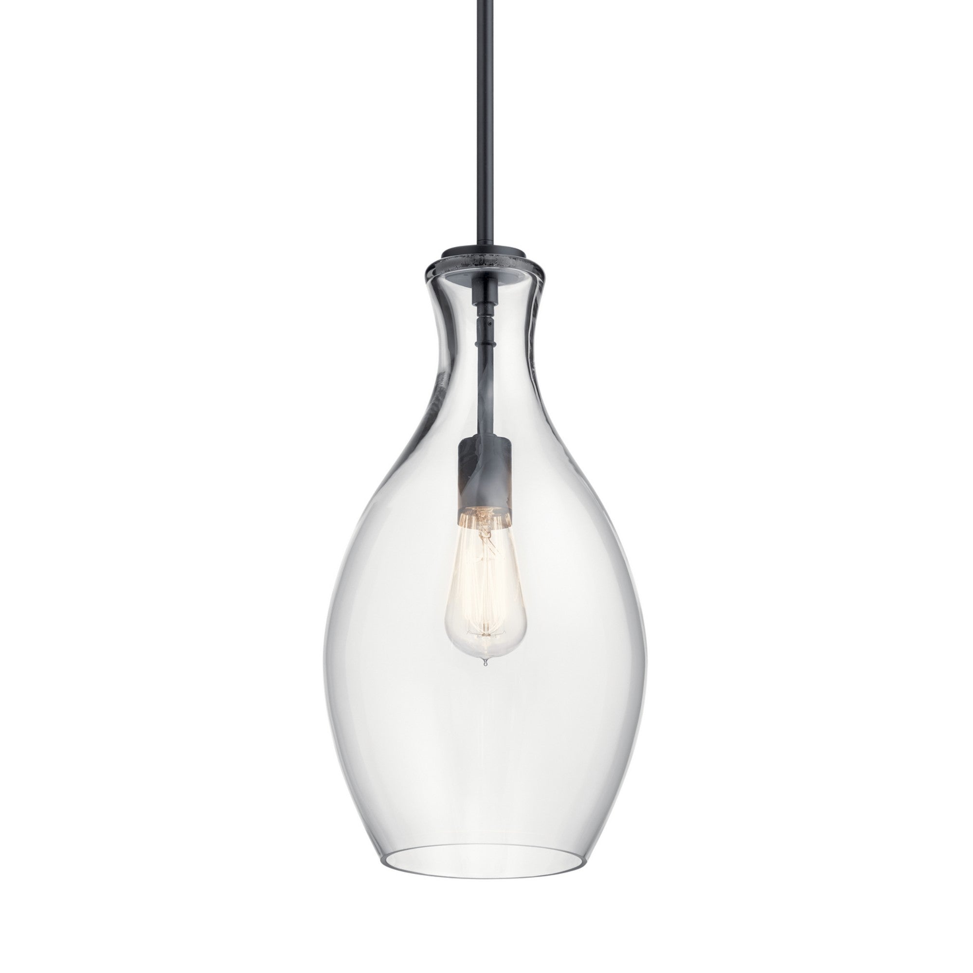 Everly 9" Pendant, Black Finish, Clear Glass - Bees Lighting