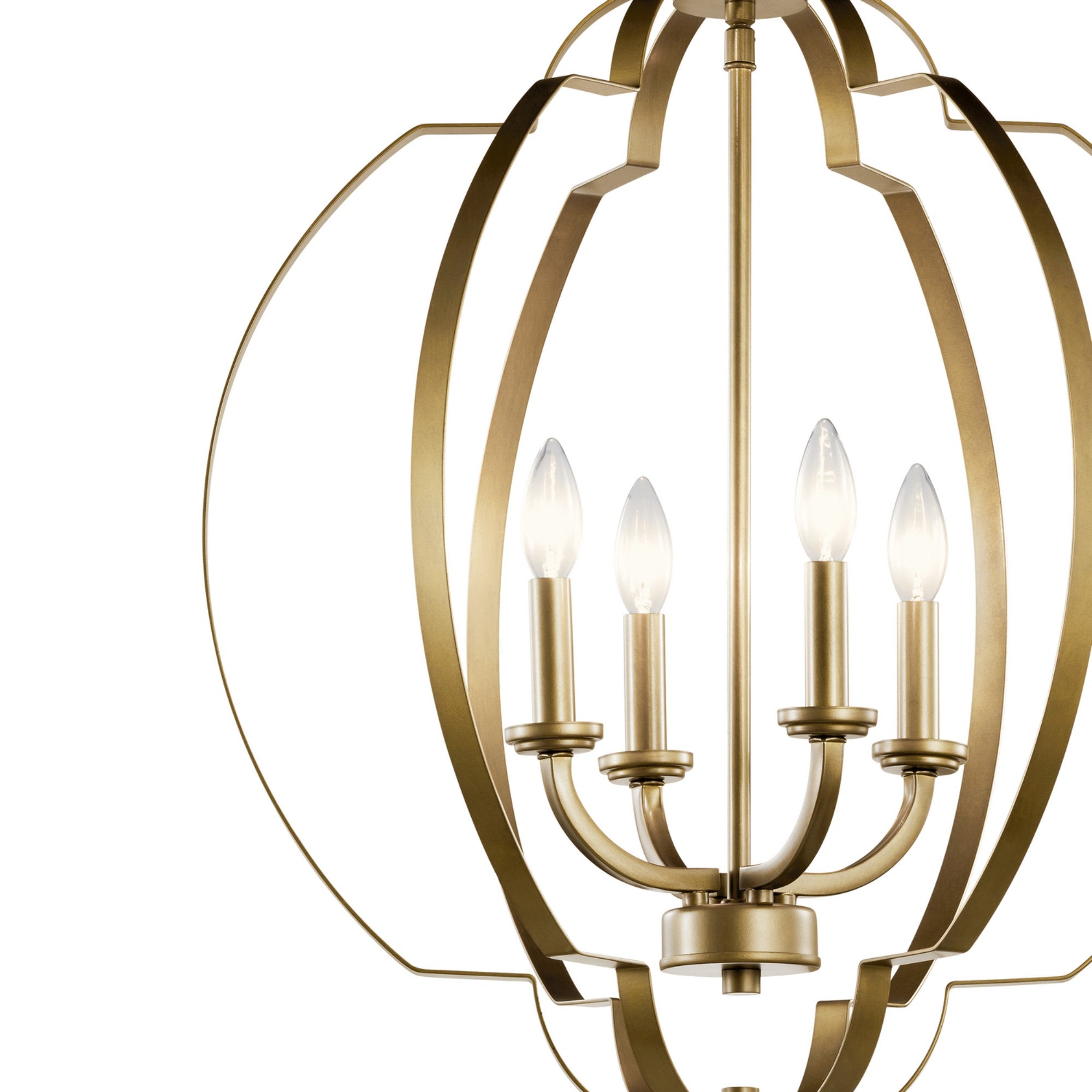 Voleta 22" 4-Light Foyer Pendant, Natural Brass Finish - Bees Lighting