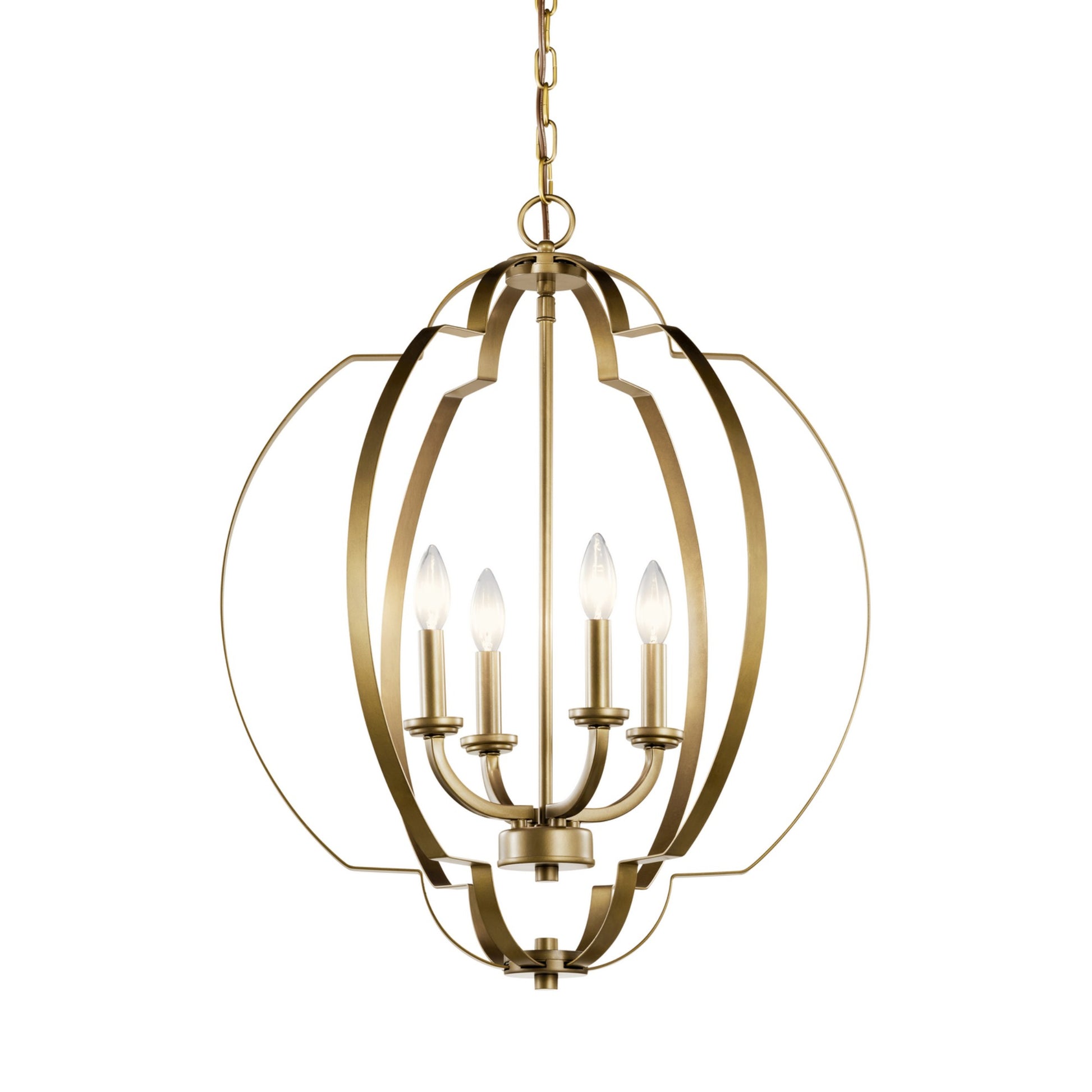 Voleta 22" 4-Light Foyer Pendant, Natural Brass Finish - Bees Lighting