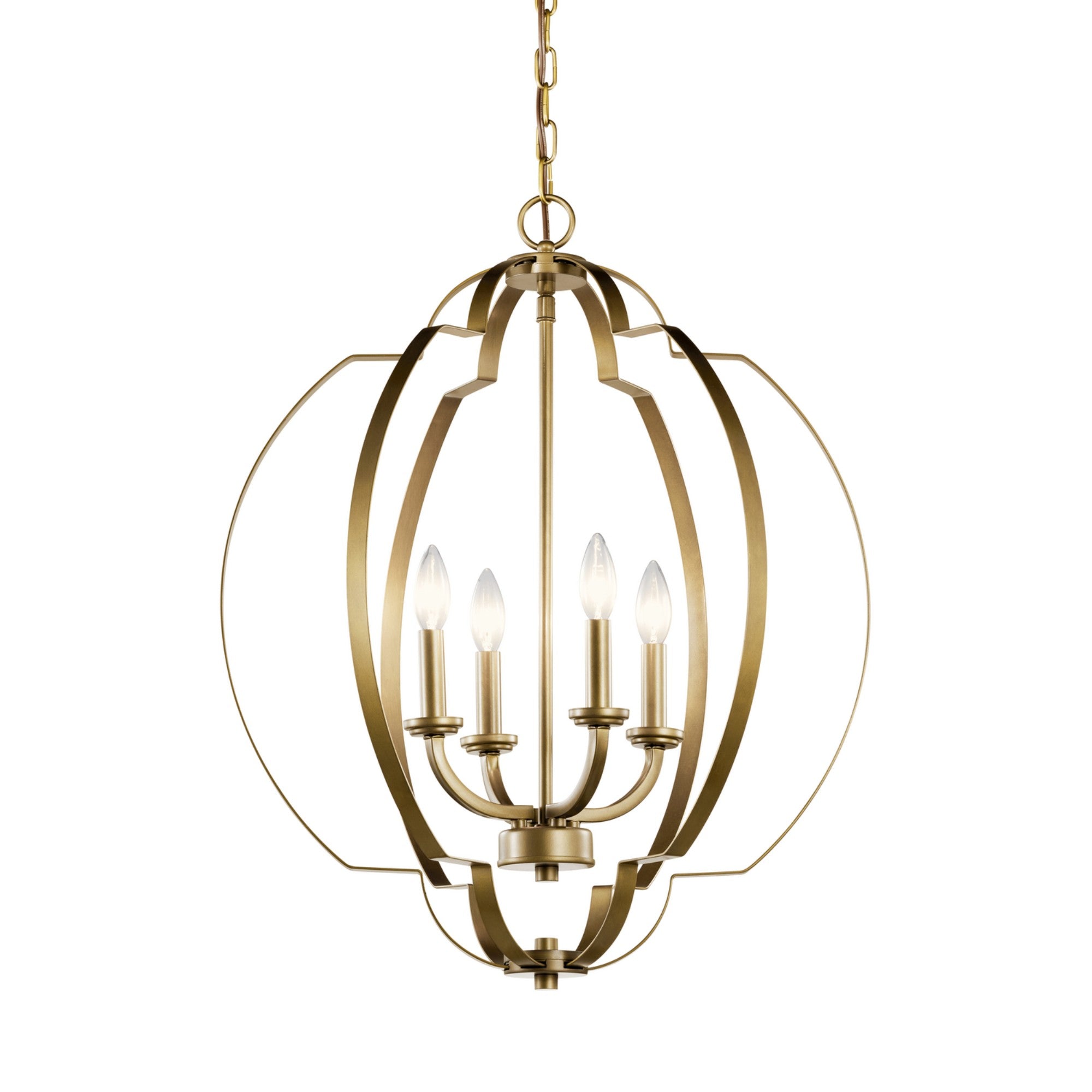 Voleta 22" 4-Light Foyer Pendant, Natural Brass Finish - Bees Lighting