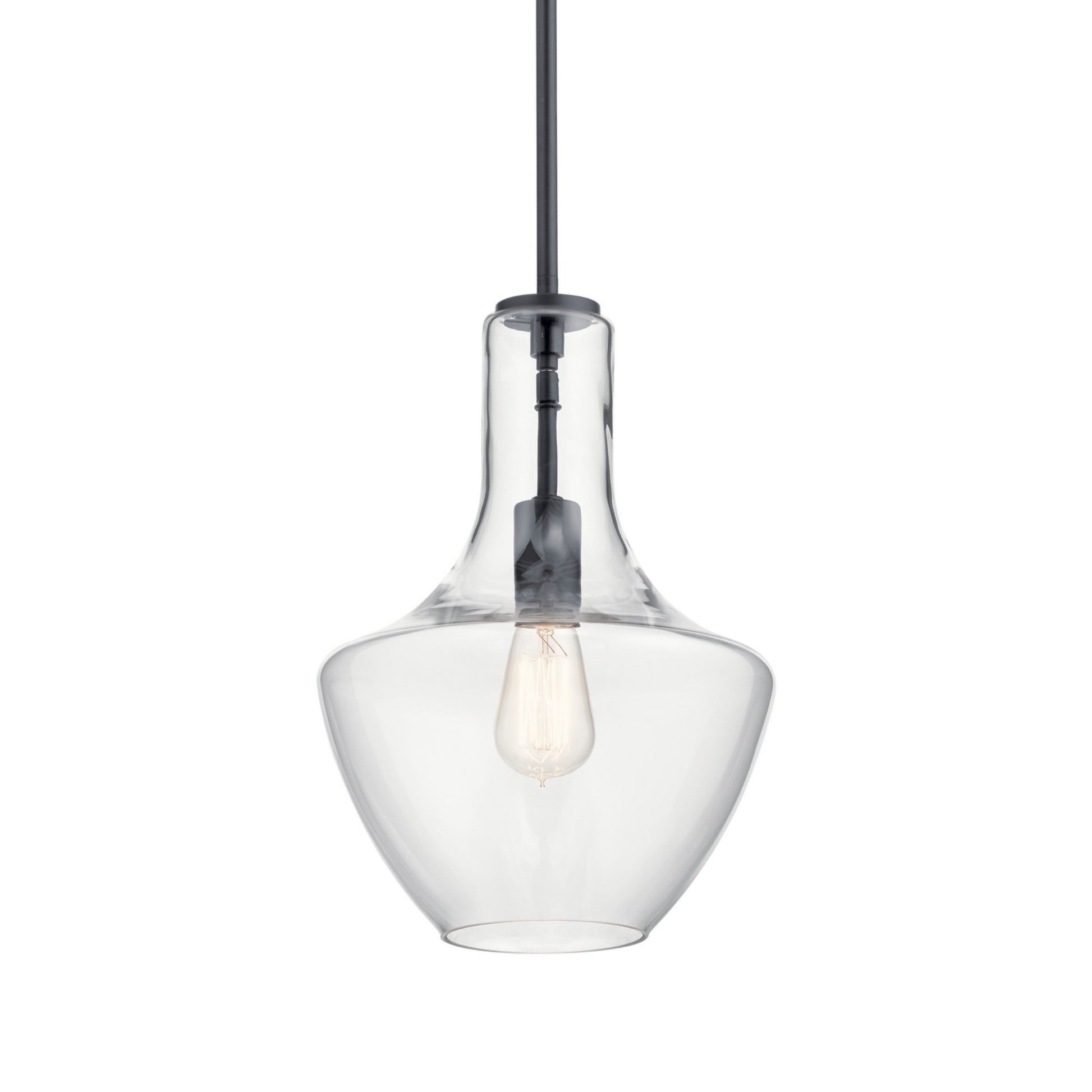 Everly 11" Pendant, Black Finish, Clear Glass - Bees Lighting