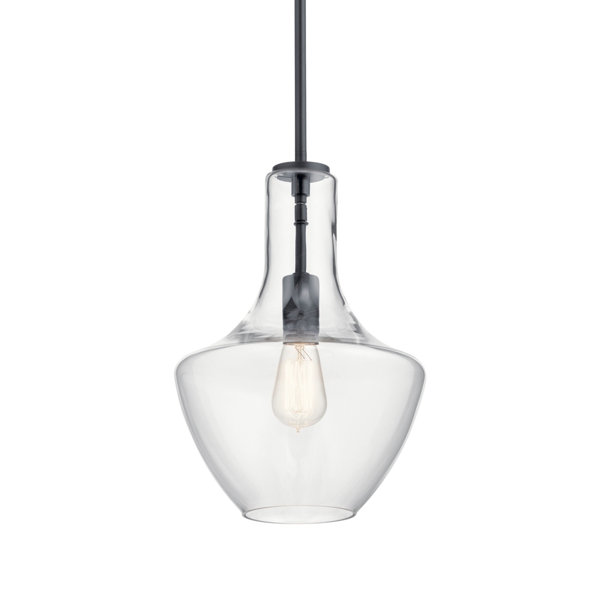 Everly 11" Pendant, Black Finish, Clear Glass - Bees Lighting