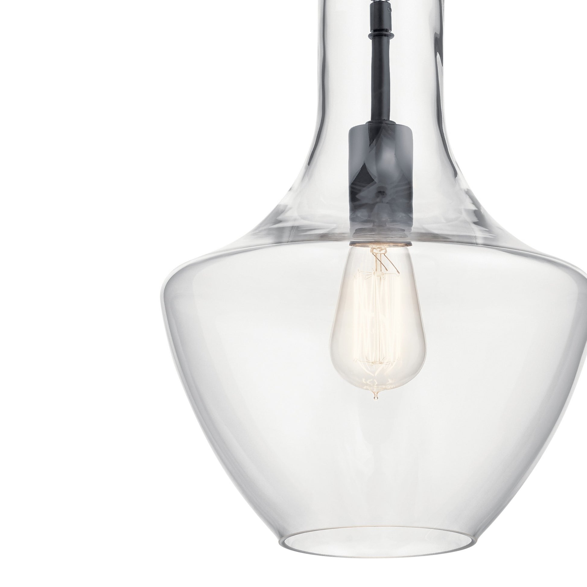 Everly 11" Pendant, Black Finish, Clear Glass - Bees Lighting