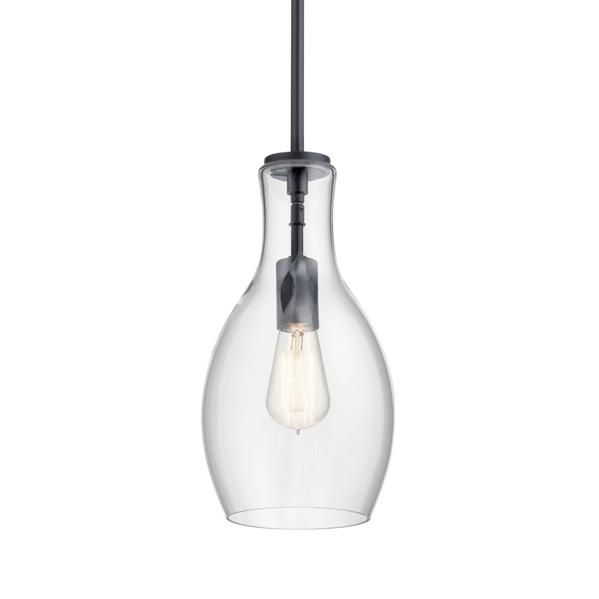 Everly 7" Pendant, Black Finish, Clear Glass - Bees Lighting