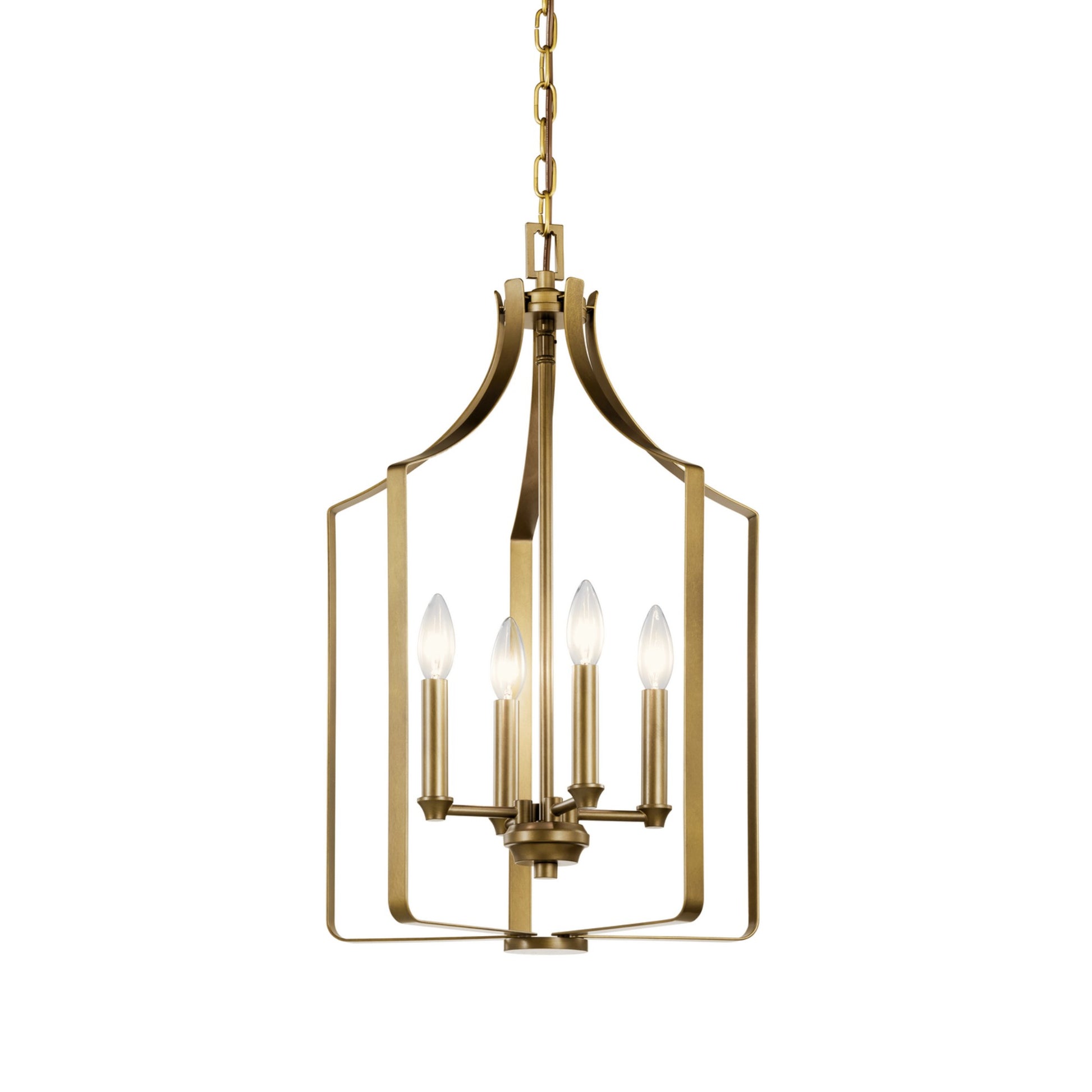 Morrigan 15" 4-Light Mini Chandelier, Natural Brass Finish - Bees Lighting