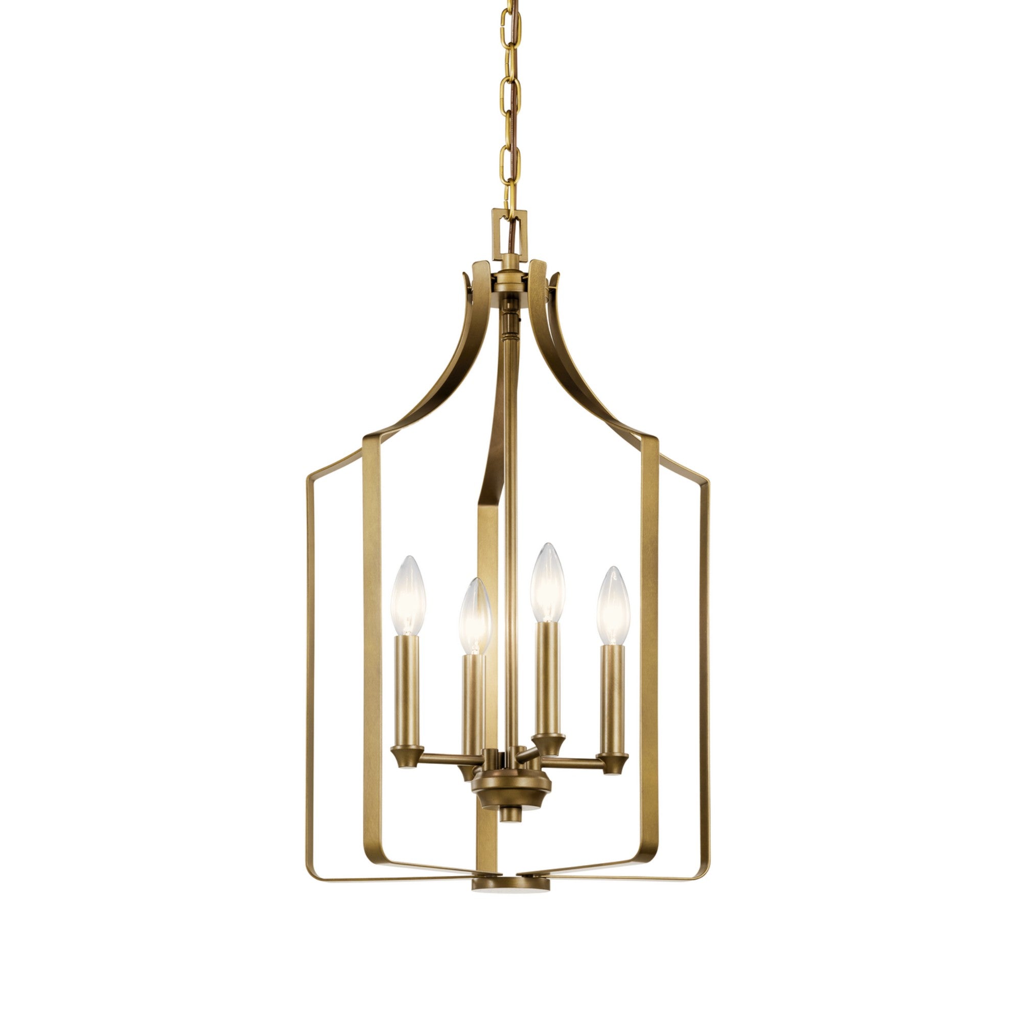 Morrigan 15" 4-Light Mini Chandelier, Natural Brass Finish - Bees Lighting