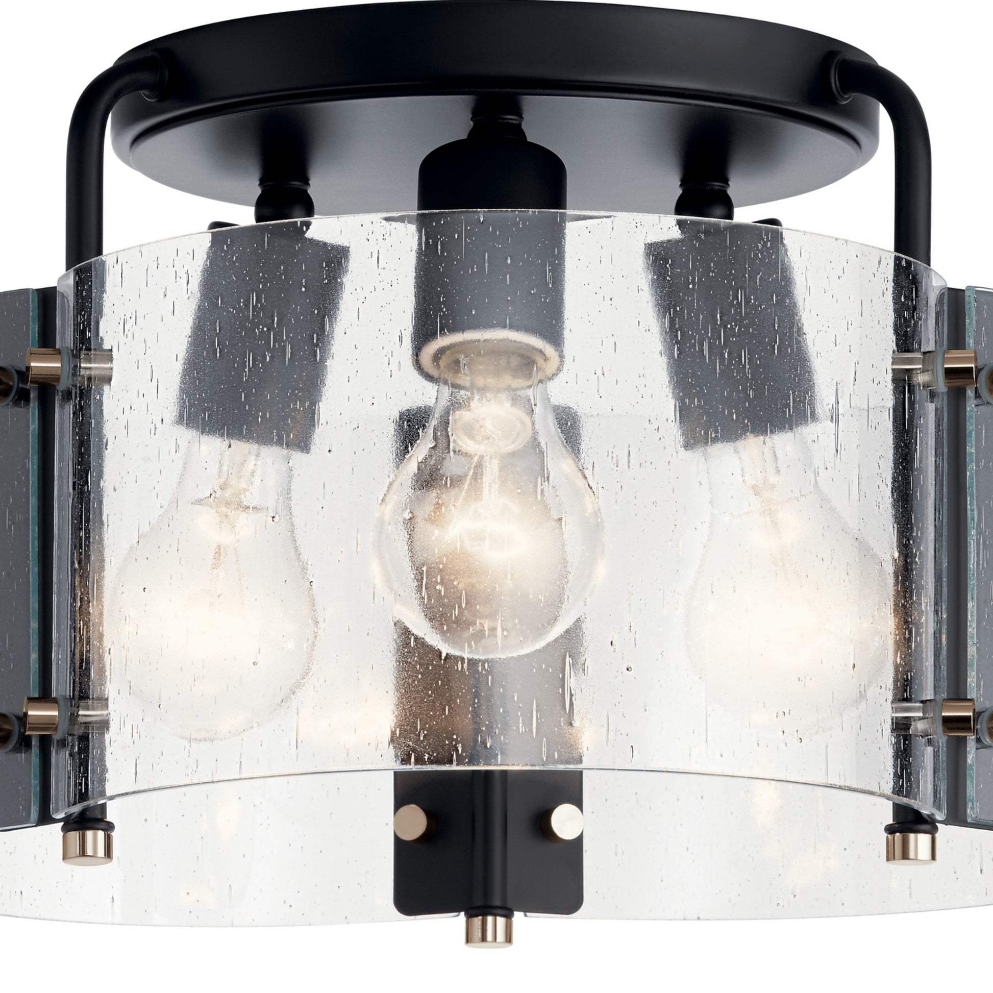 Thoreau 14" 3-Light Semi-Flush Mount, Black Finish - Bees Lighting