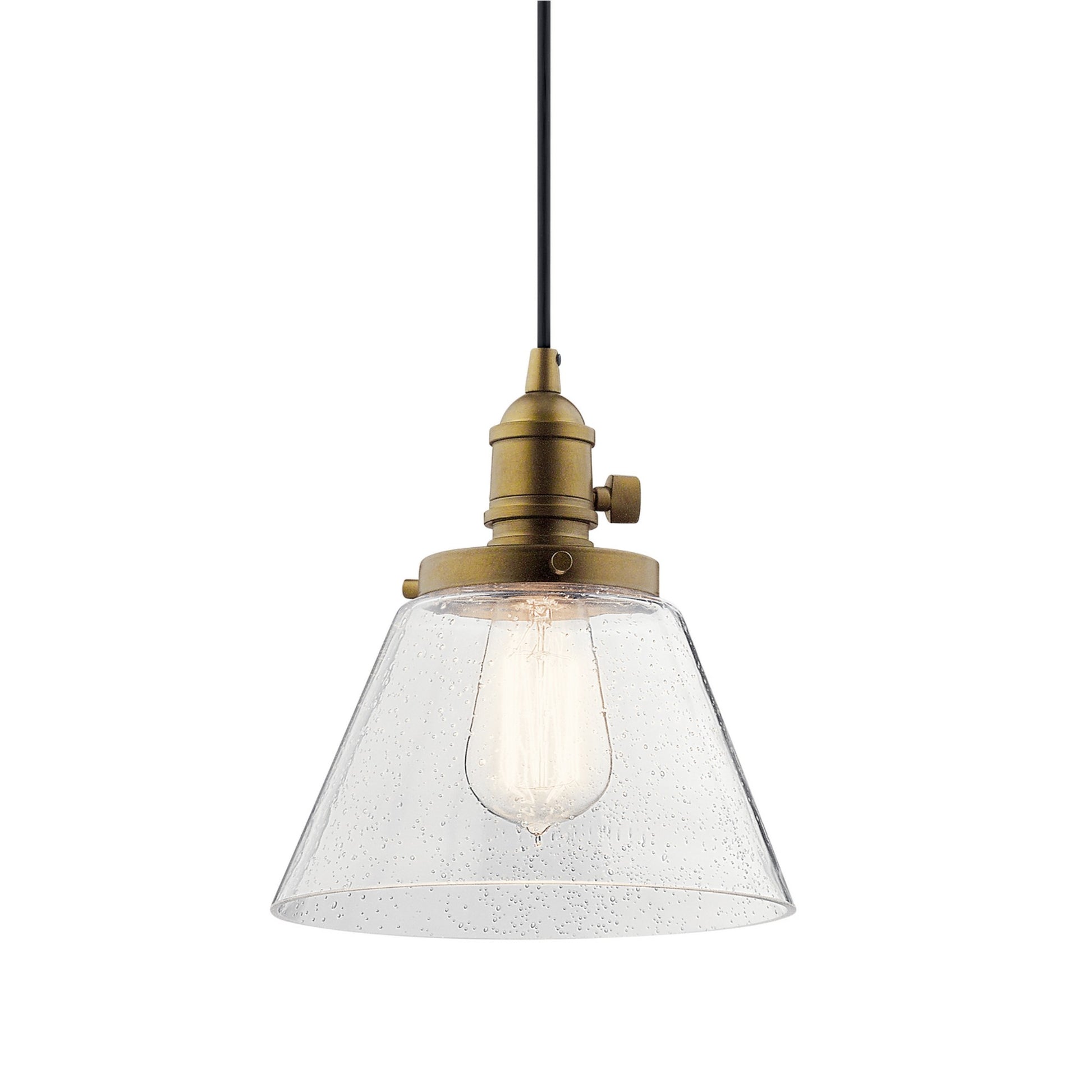 Avery 8" Cone Mini Pendant, Natural Brass Finish - Bees Lighting