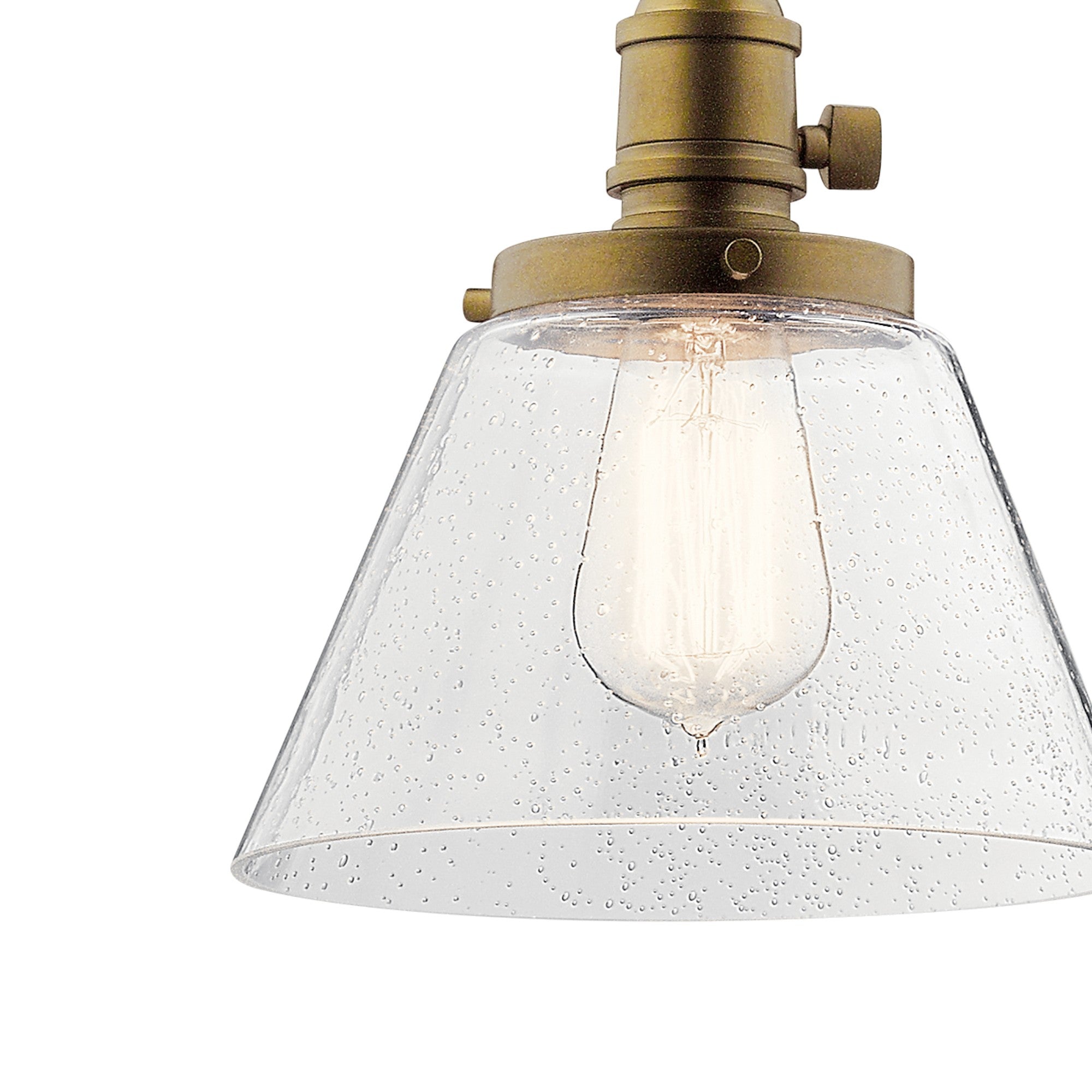 Avery 8" Cone Mini Pendant, Natural Brass Finish - Bees Lighting